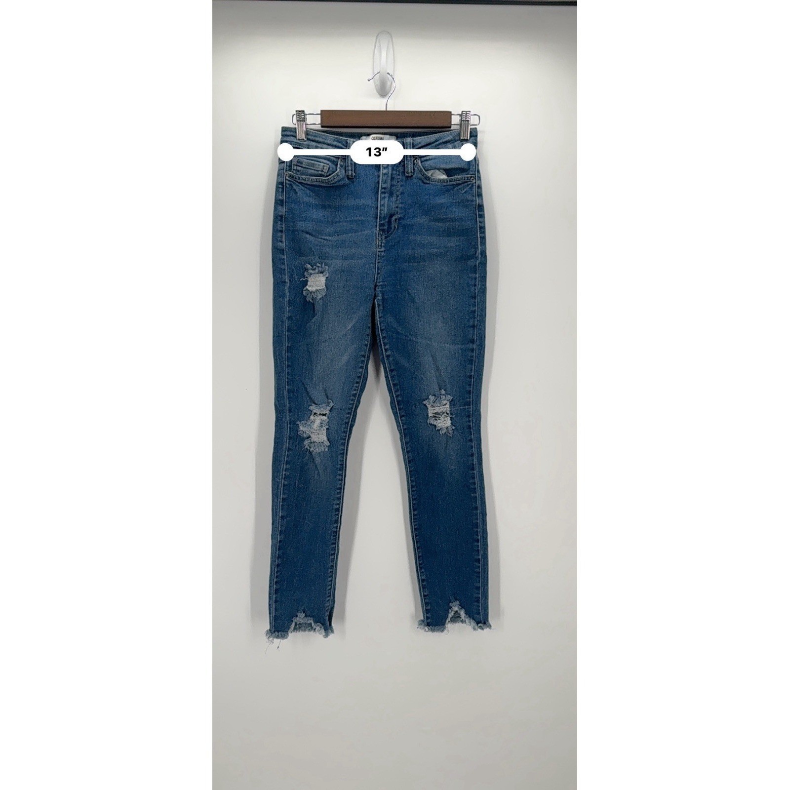 California Vintage Blue Jeans Womens Junior 7/28 Stretch Skinny Stonewash Zip