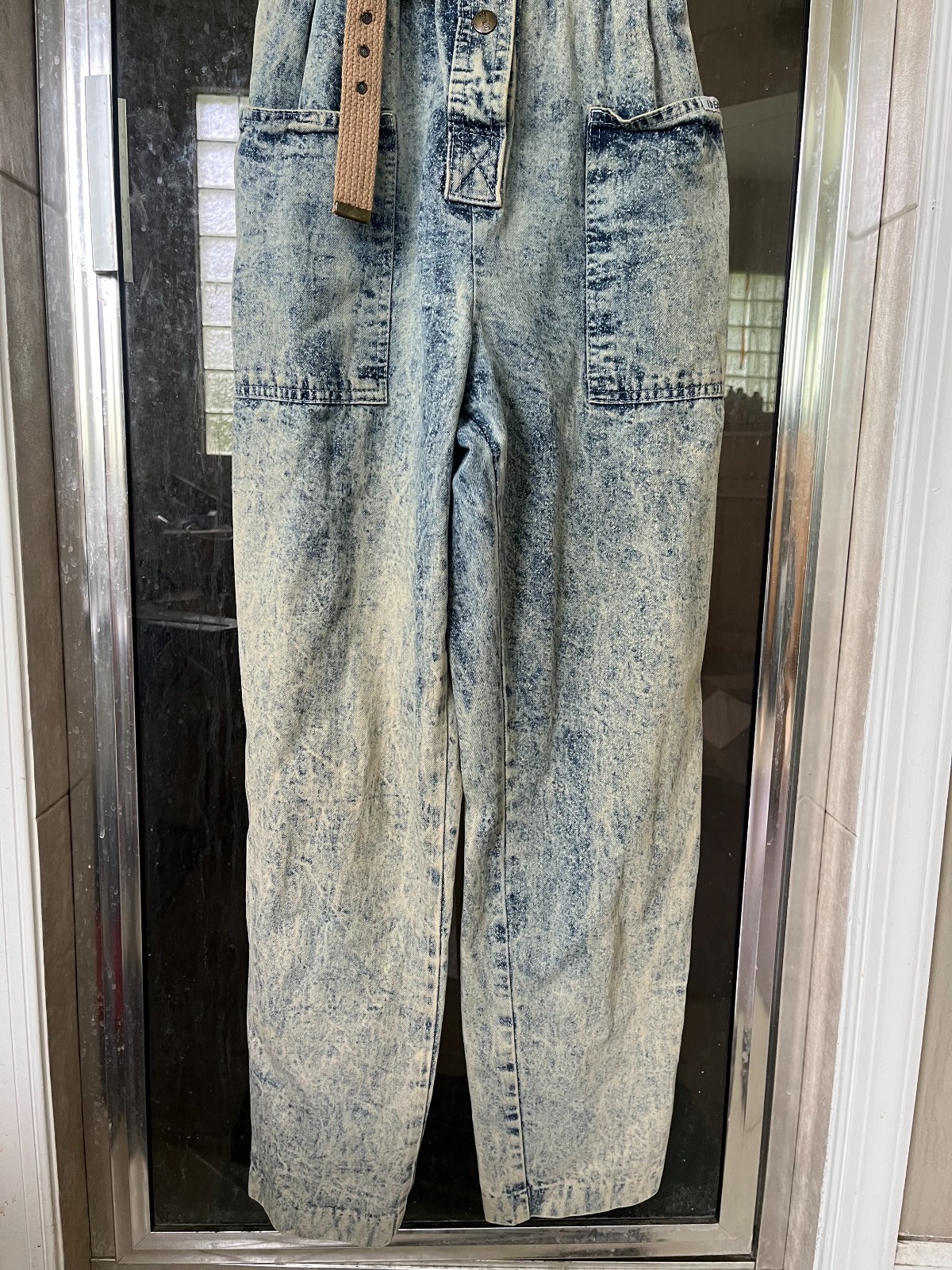 Vintage 80s IDEAS Denim Acid Wash Jean Overalls Jumpsuit w/Belt Women’s M