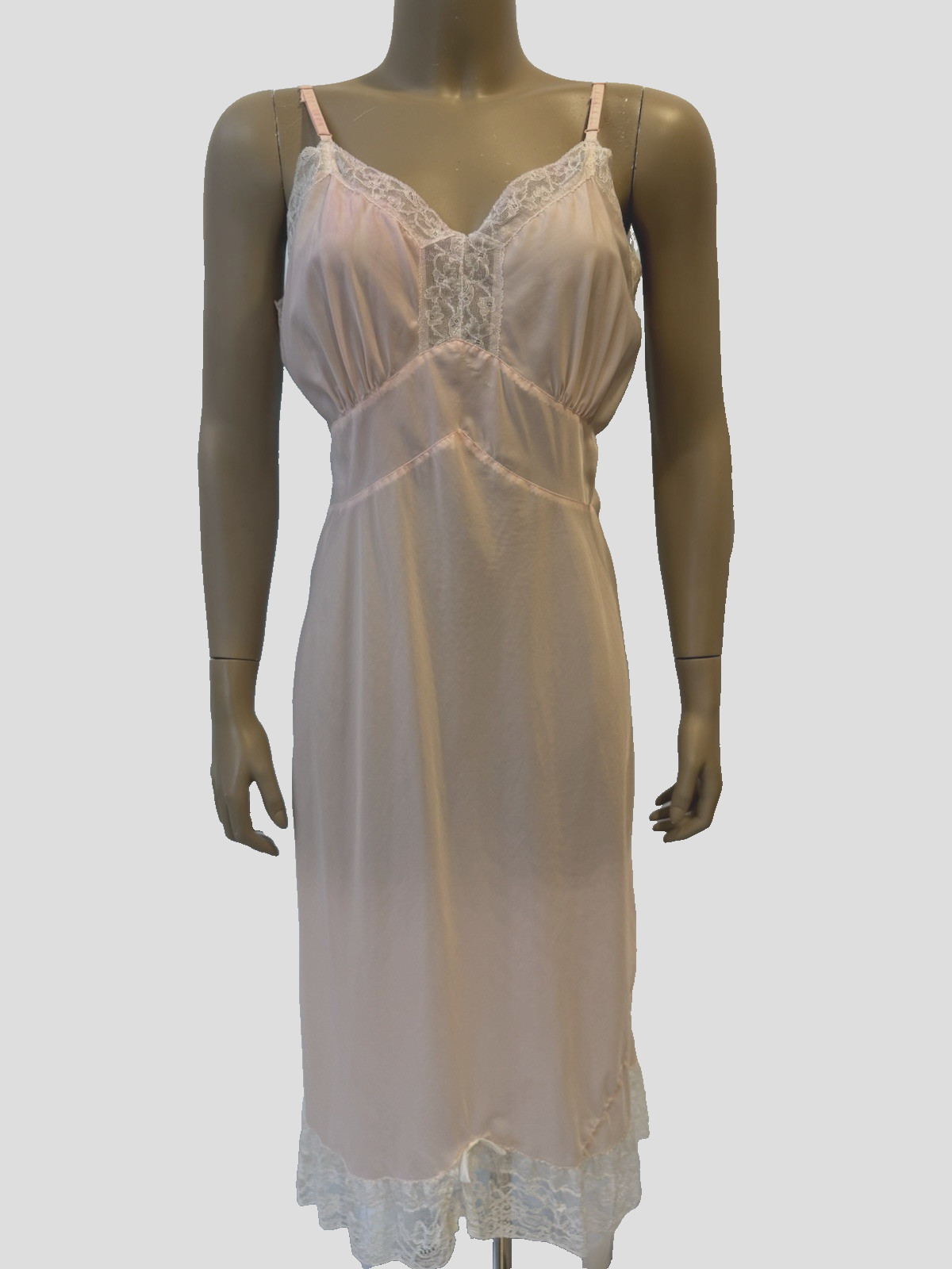 VTG Symphony Full Slip Dress Pink, Lace, Pink, Bust 36, Nylon Retro Sexy 1960’S