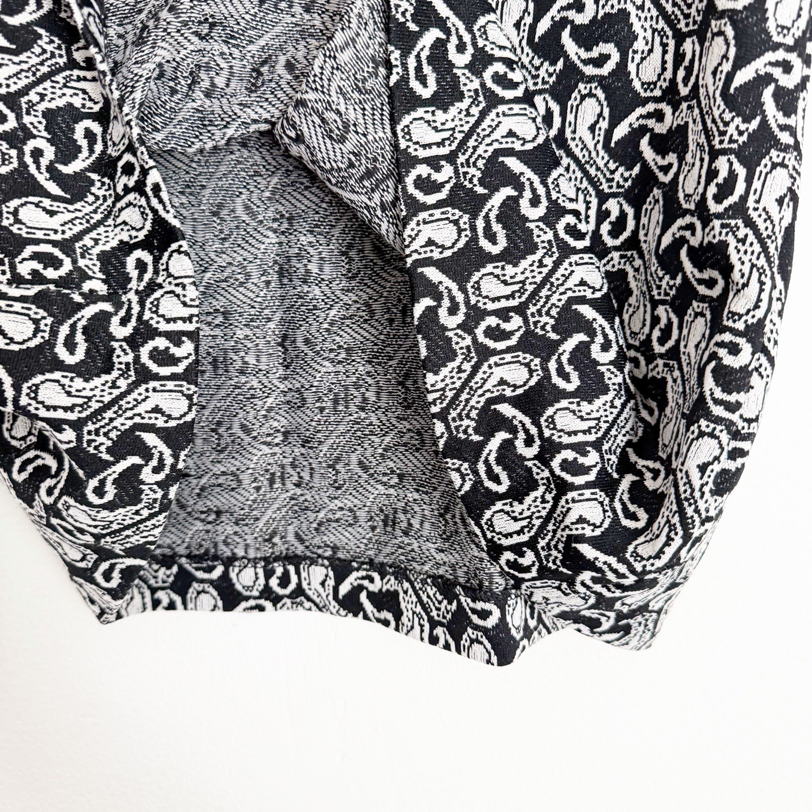 Alex Colman Vintage 70s Black & White Paisley Button Up Shirt Mod Women’s Size M