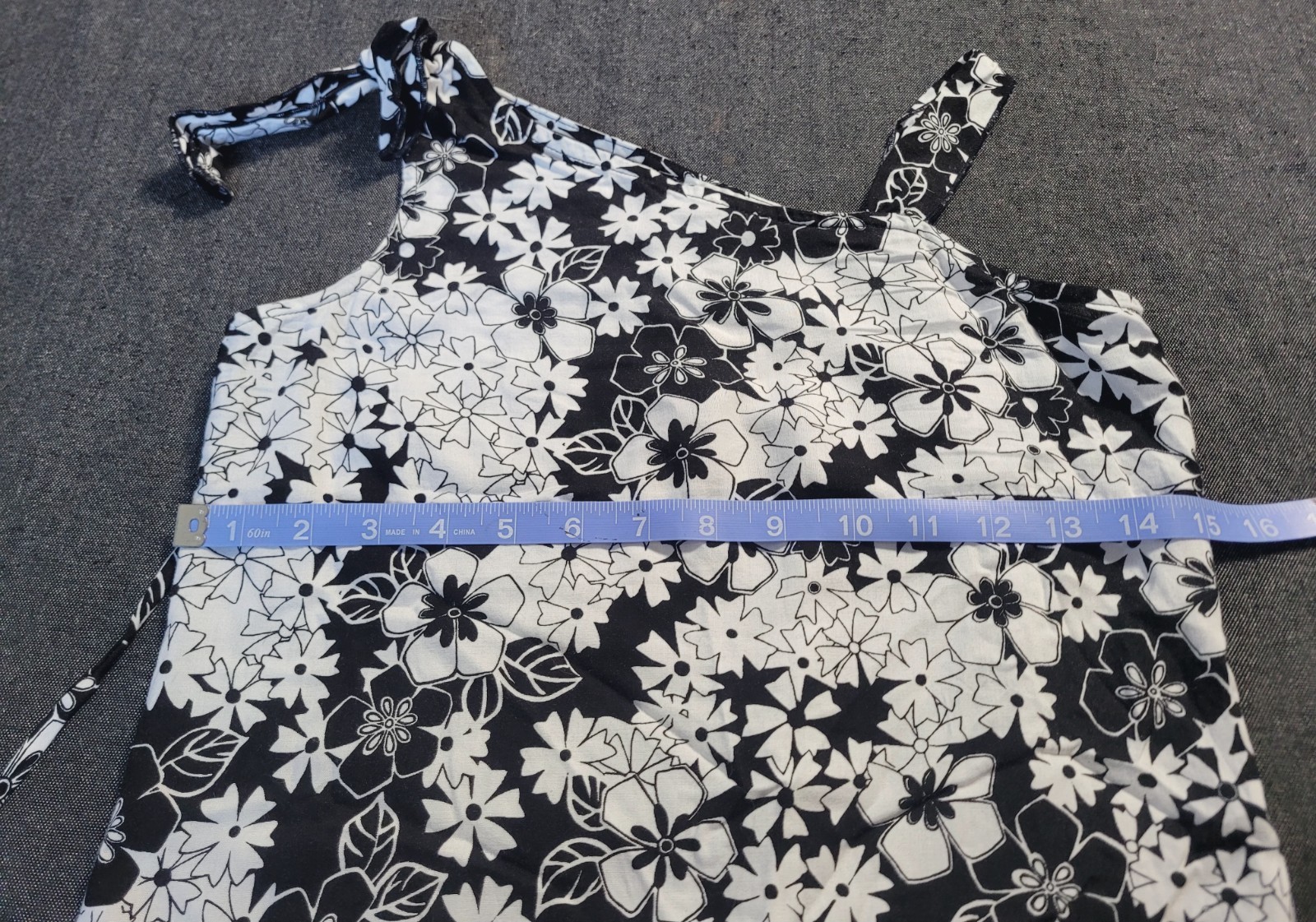 Vintage 80s 90s Black White Floral Mini Dress Ruffle Hem Amy Byer Summer XS/S