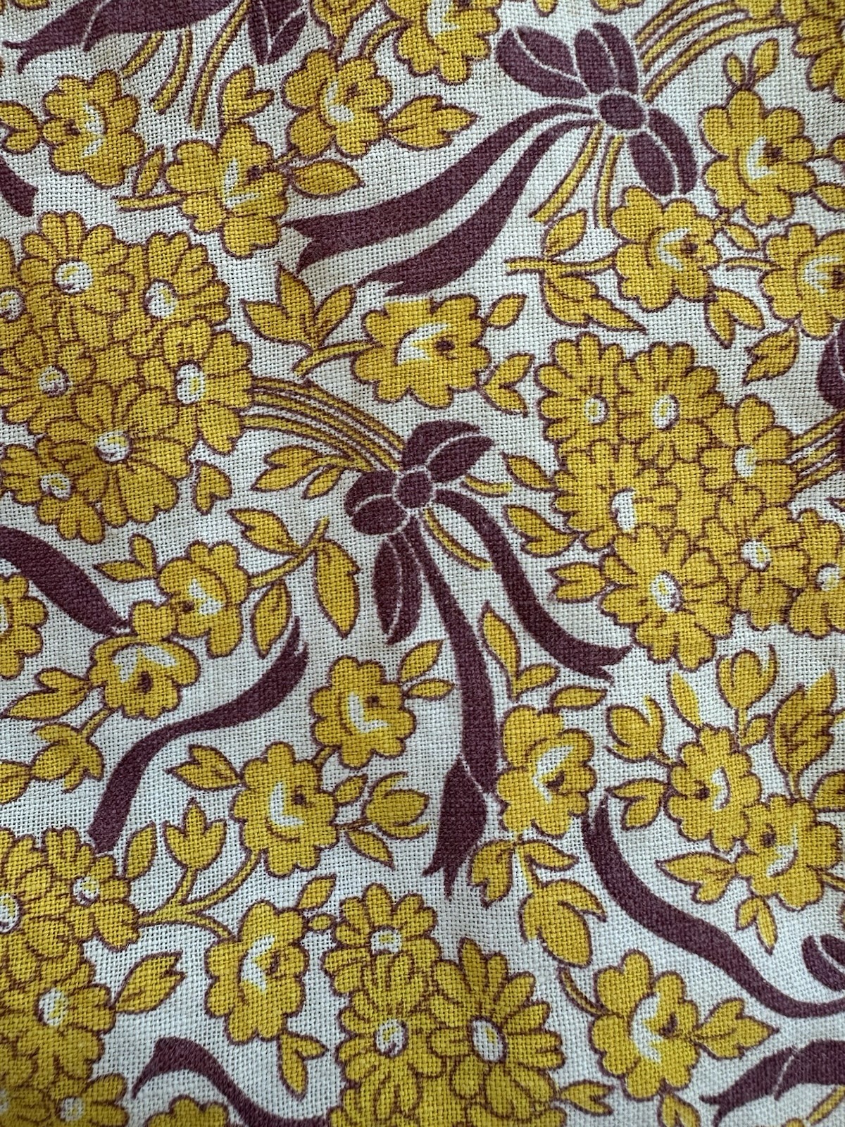 1930s 40s Feed Sack Skirt 28” Waist Yellow Floral Bows Fabric Cotton Prairie VTG