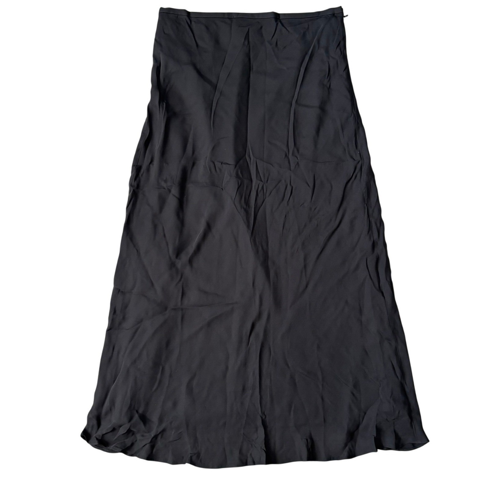 Vintage y2k Ann Taylor 100% Silk Maxi Skirt Sz 8 Black Flowy Whimsigoth