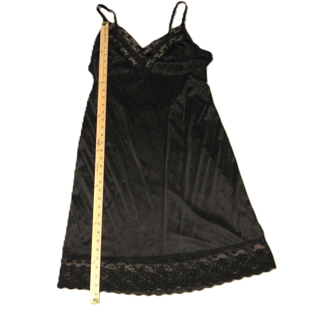 Vintage Ashley Taylor Full Slip Size 36 Sexy Black Lace Antron III Nylon USA