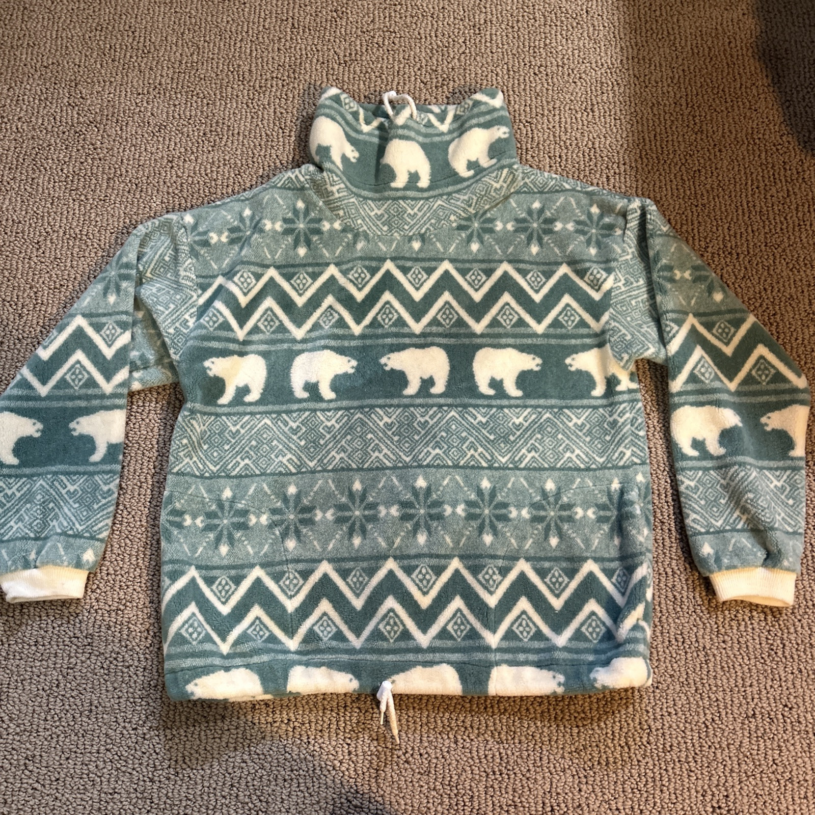 Ski Fleece Nordic Polar Bear Pullover Sweater Size Large Vintage 80’s Sunbuster