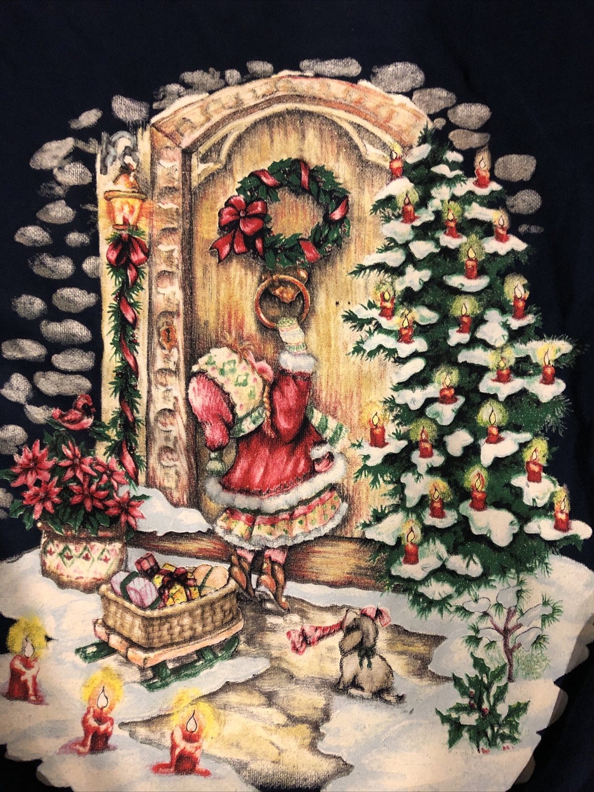 Vintage Nutcracker Christmas Front Door Scene Short Sleeve Sweatshirt Ugly Sweat