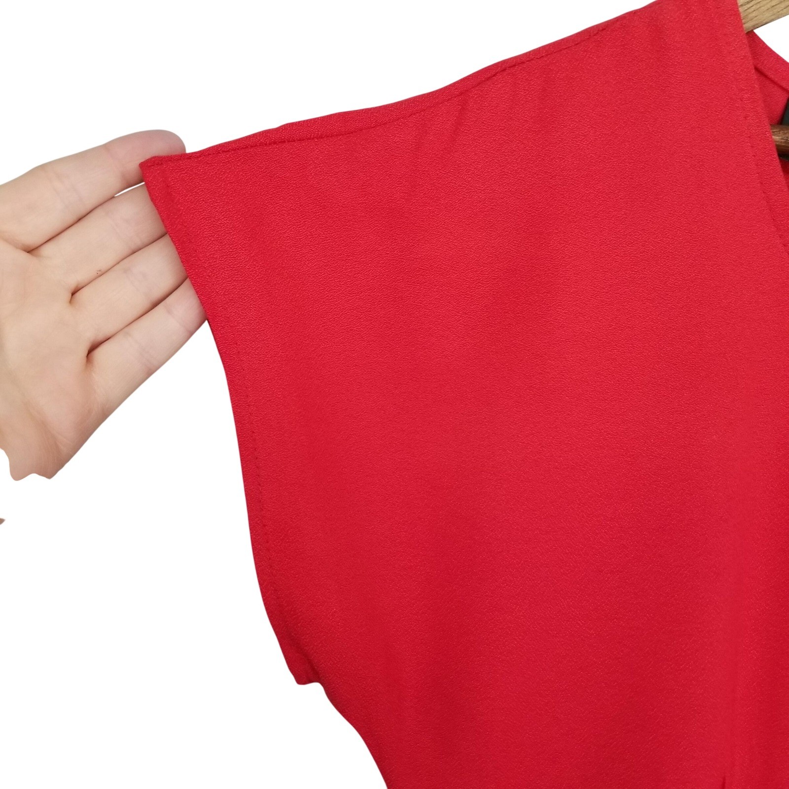 Vintage Switch USA Red Rayon Sheath Dress Midi Short Sleeve Made in USA Size 9