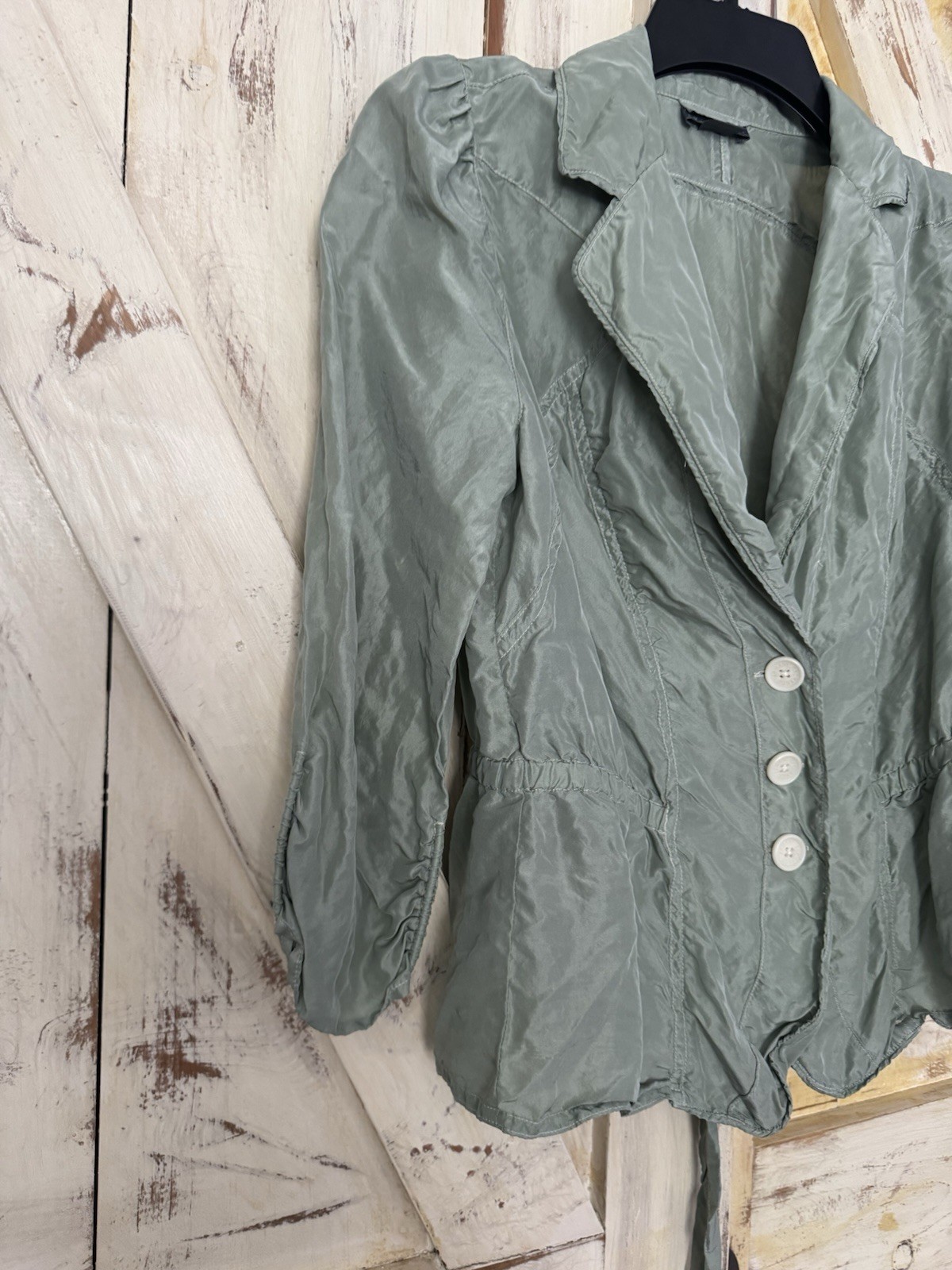 Armani Exchange Vintage Lightweight Peplum Blazer Sage Green 3/4 Sleeves M