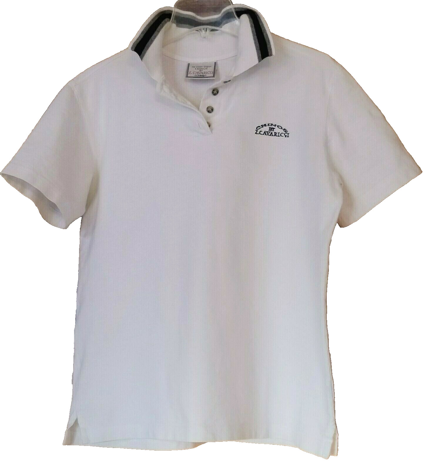 VTG Z Cavaricci Chinos Polo Top Womens Large Ivory Embroidery Coastal Sporty Y2K