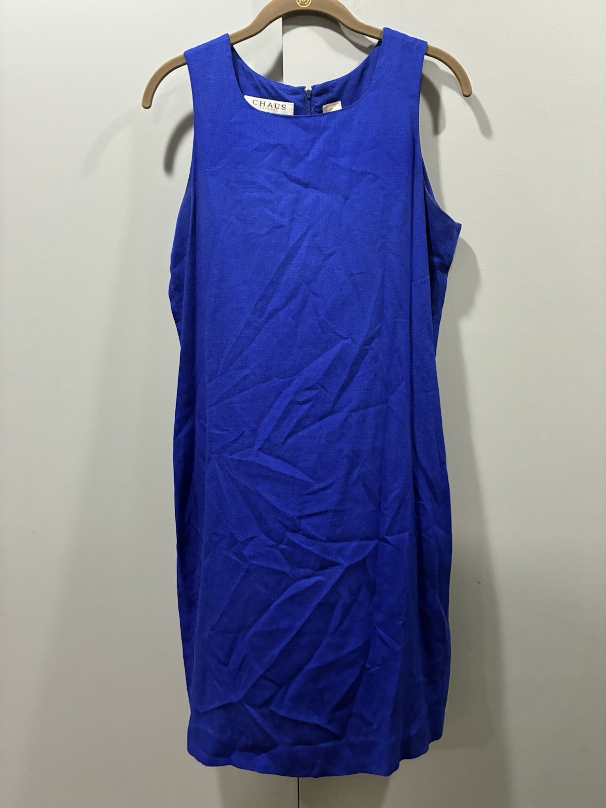 Vintage Chaus Electric Blue Linen Blend Sheath Dress Bolero Set Size 8 Made USA