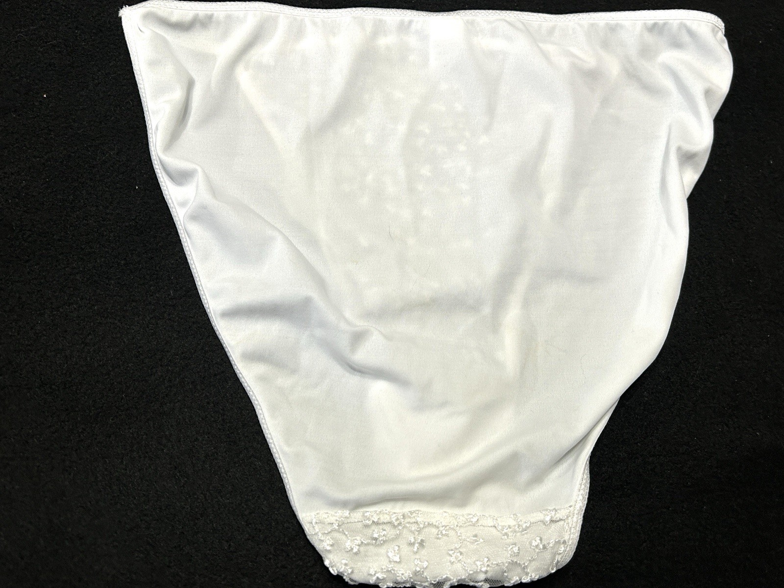 Vtg DONNA LOREN 105X Embroidered Sheer Mesh Satin 2X White String Bikini Panties