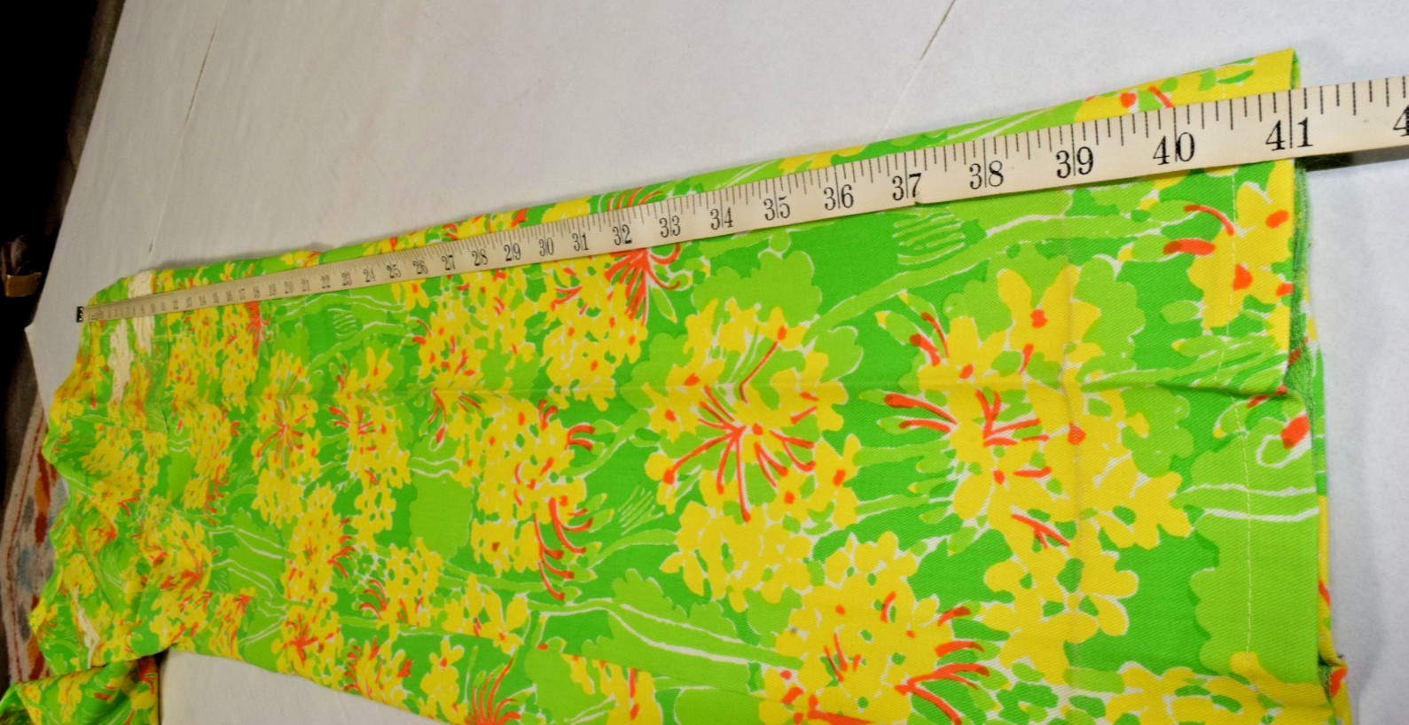 Vintage Lilly Pulitzer Pants Size 28X30 Green Yellow Floral Pocket Appliques Zip
