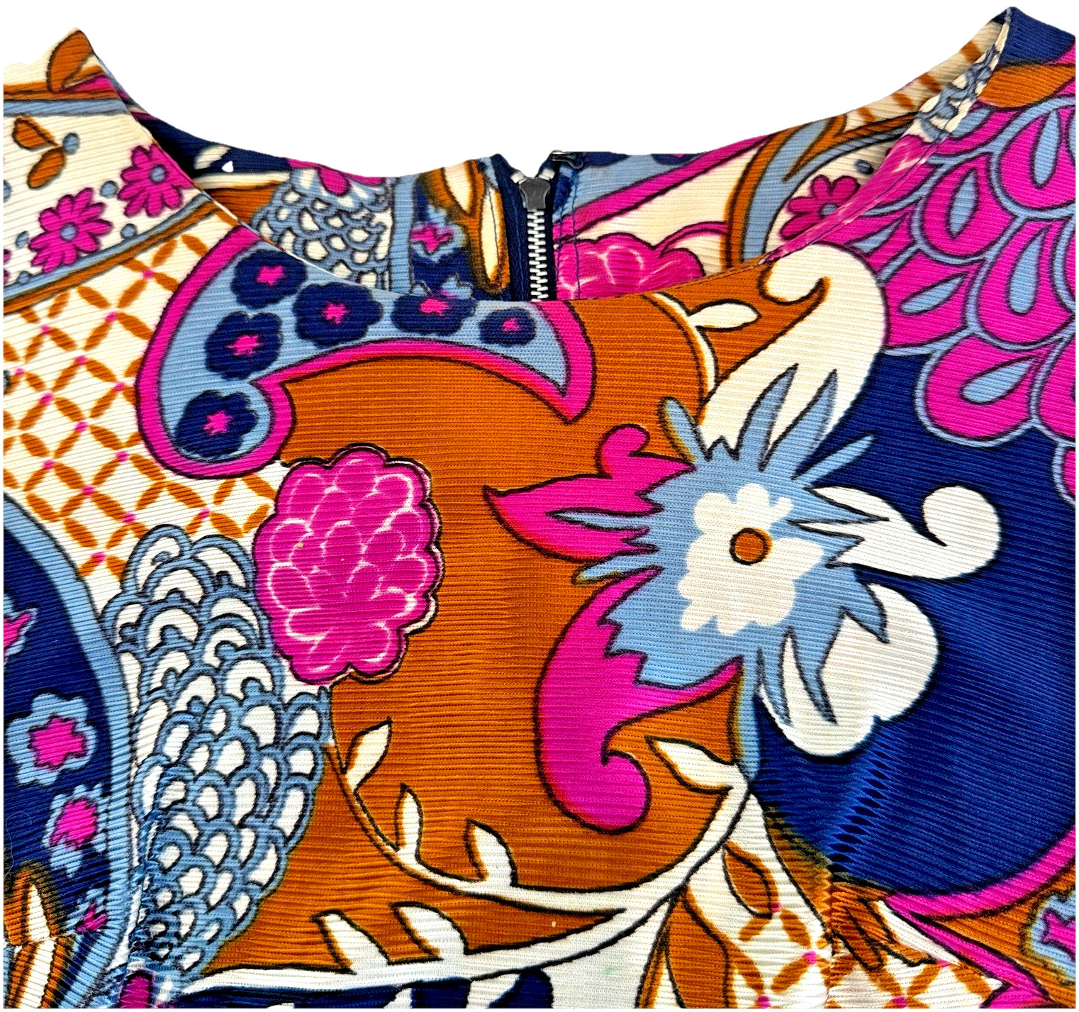 Vintage Wave Print Blouse 1960 Psychedelic Disco Retro Bold Statement Top Women