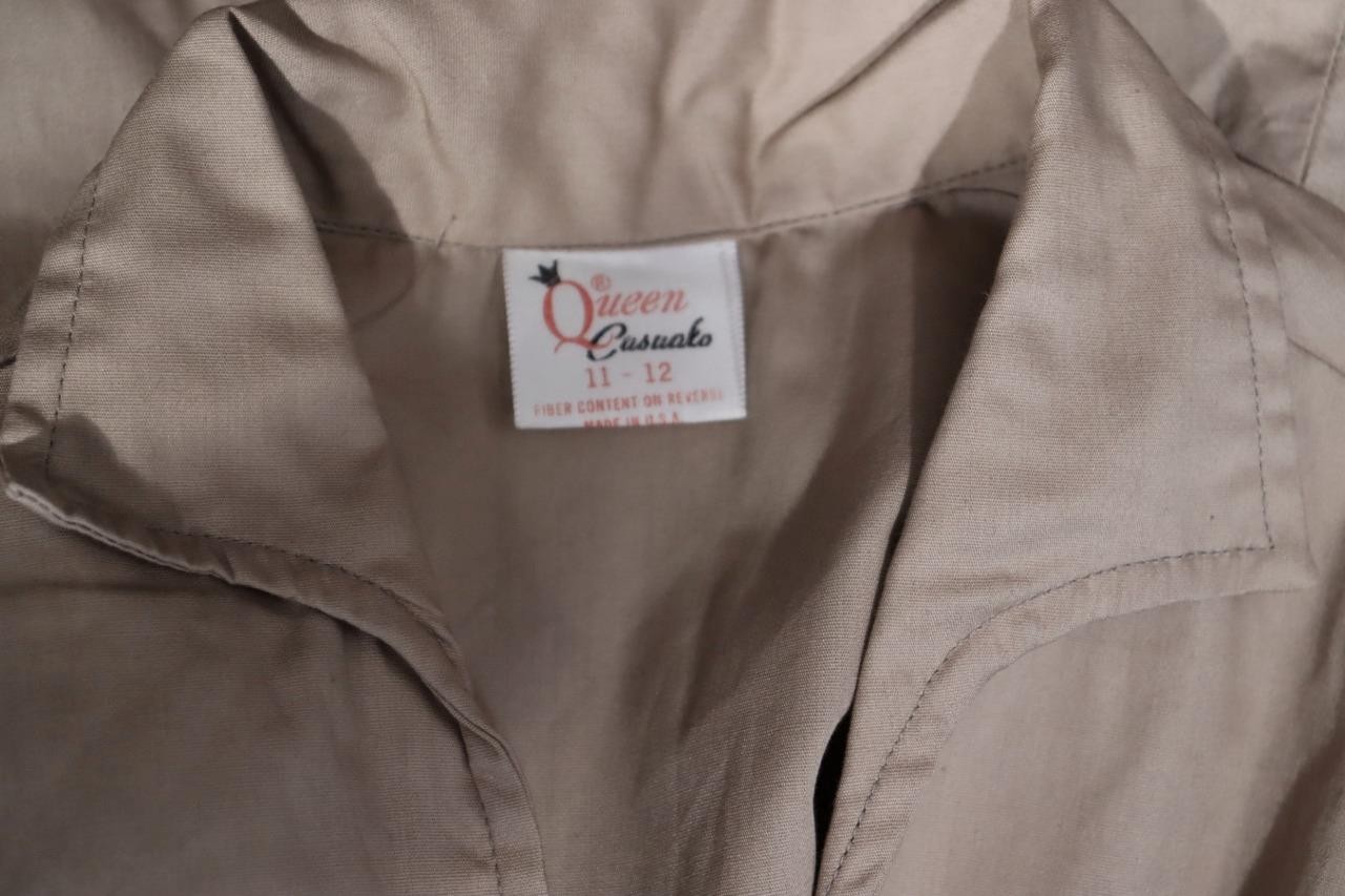 Vintage Deadstock 1950’s Lt Brown Cotton Blouse Size Medium Excellent Condition