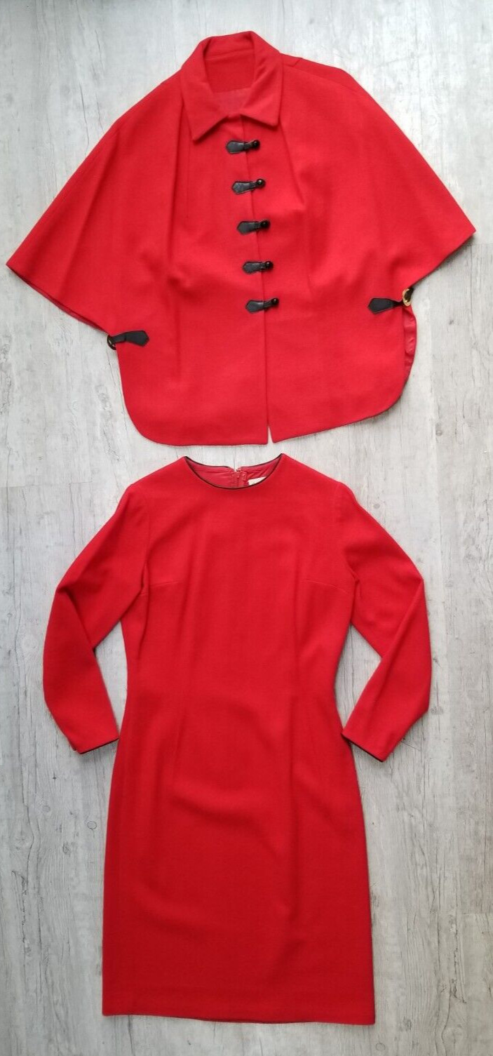 Vintage 2 Piece MINX MODES Red Dress & Cape Poncho – Size M – EUC