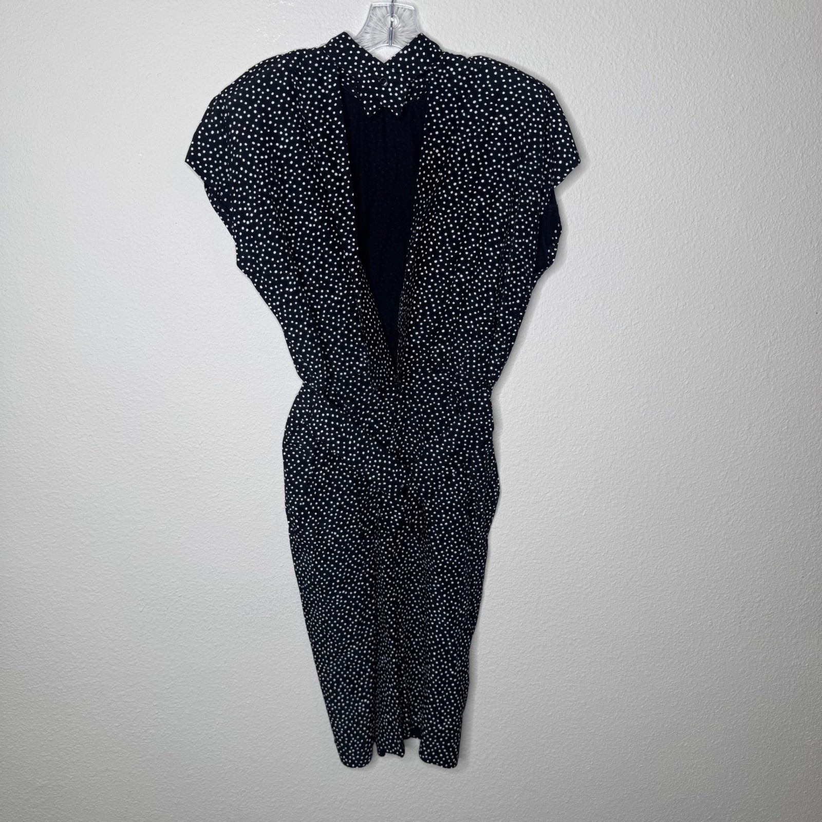 David Benjamin Vintage 80s Polka Dot Open Back Dress Black White Size 9/10 Pinup