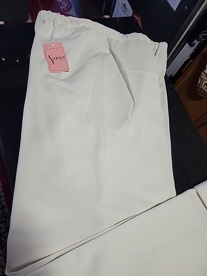 Vintage Nardis of Dallas Trousers White Wide Leg High Waist Size 16 Pull On NEW