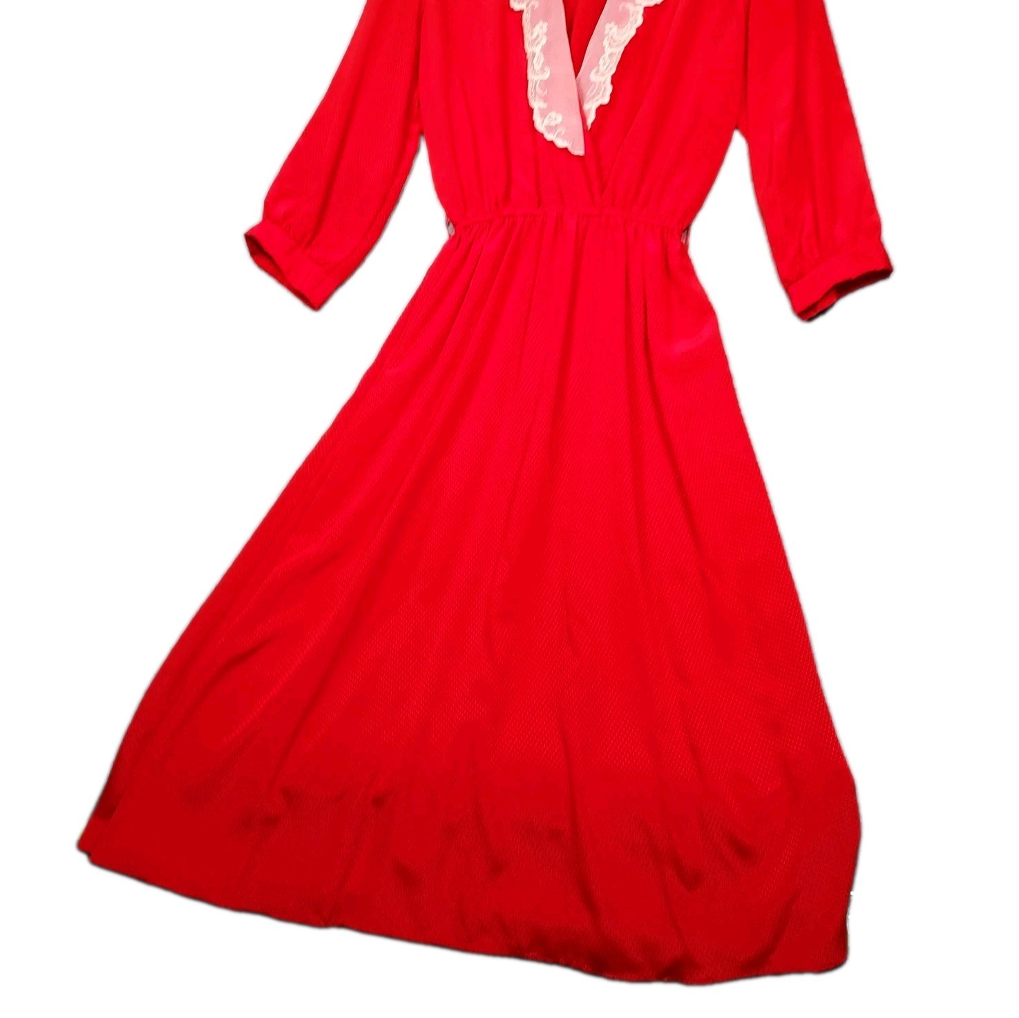 SOPHISTICATES by Jonathan Martin Vtg 80s Red Maxi Dress Women’s 12 Lace Collar