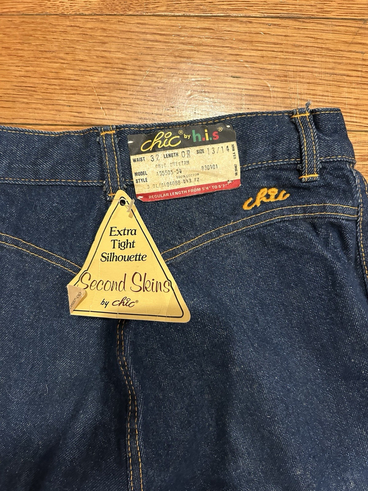 VTG Chic by H.I.S. High Waisted Jeans Deadstock NWT Second Skins Dark Wash 13/14