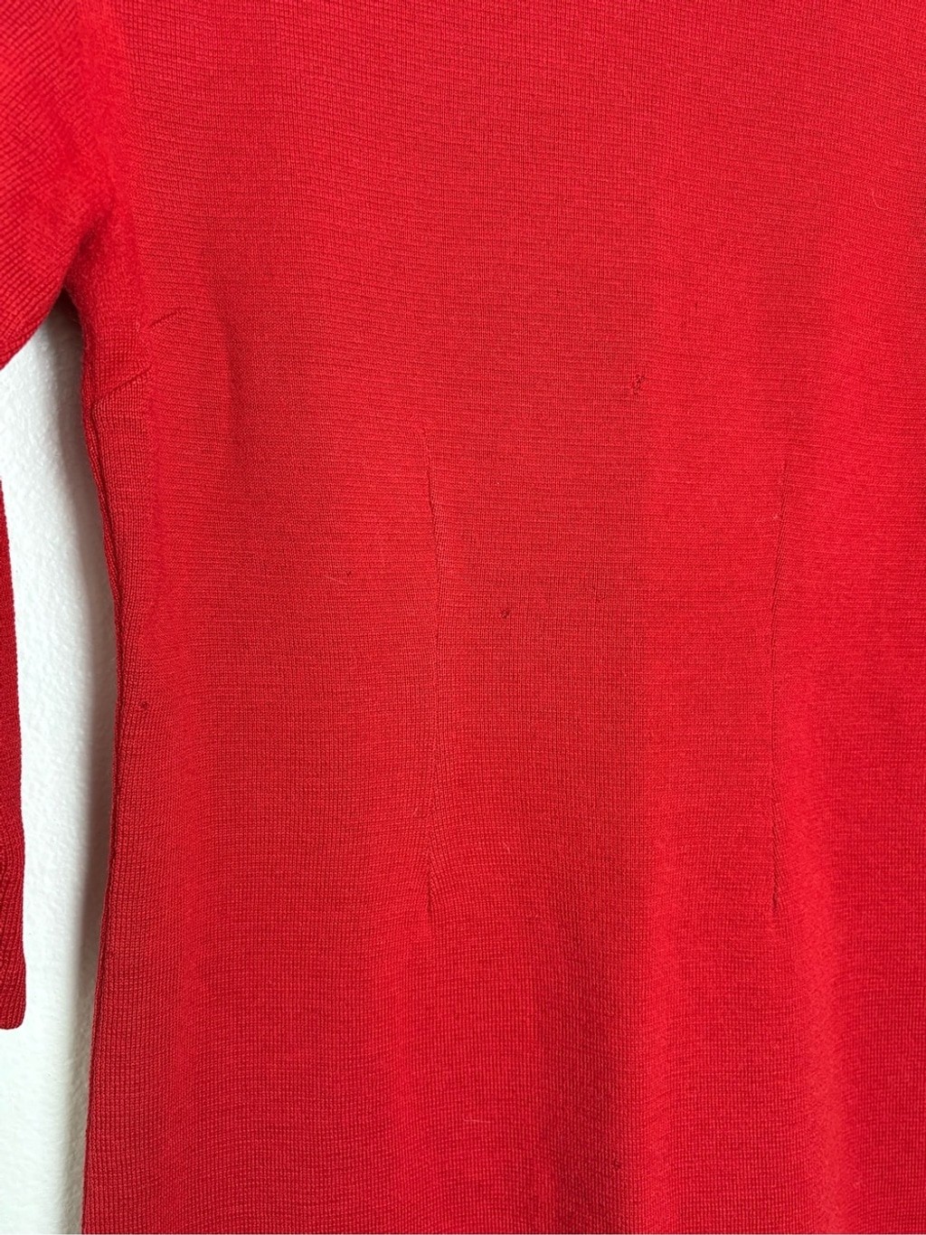Joseph Magnin Pure Wool Red Long-Sleeve Knit Sheath Dress Size 8