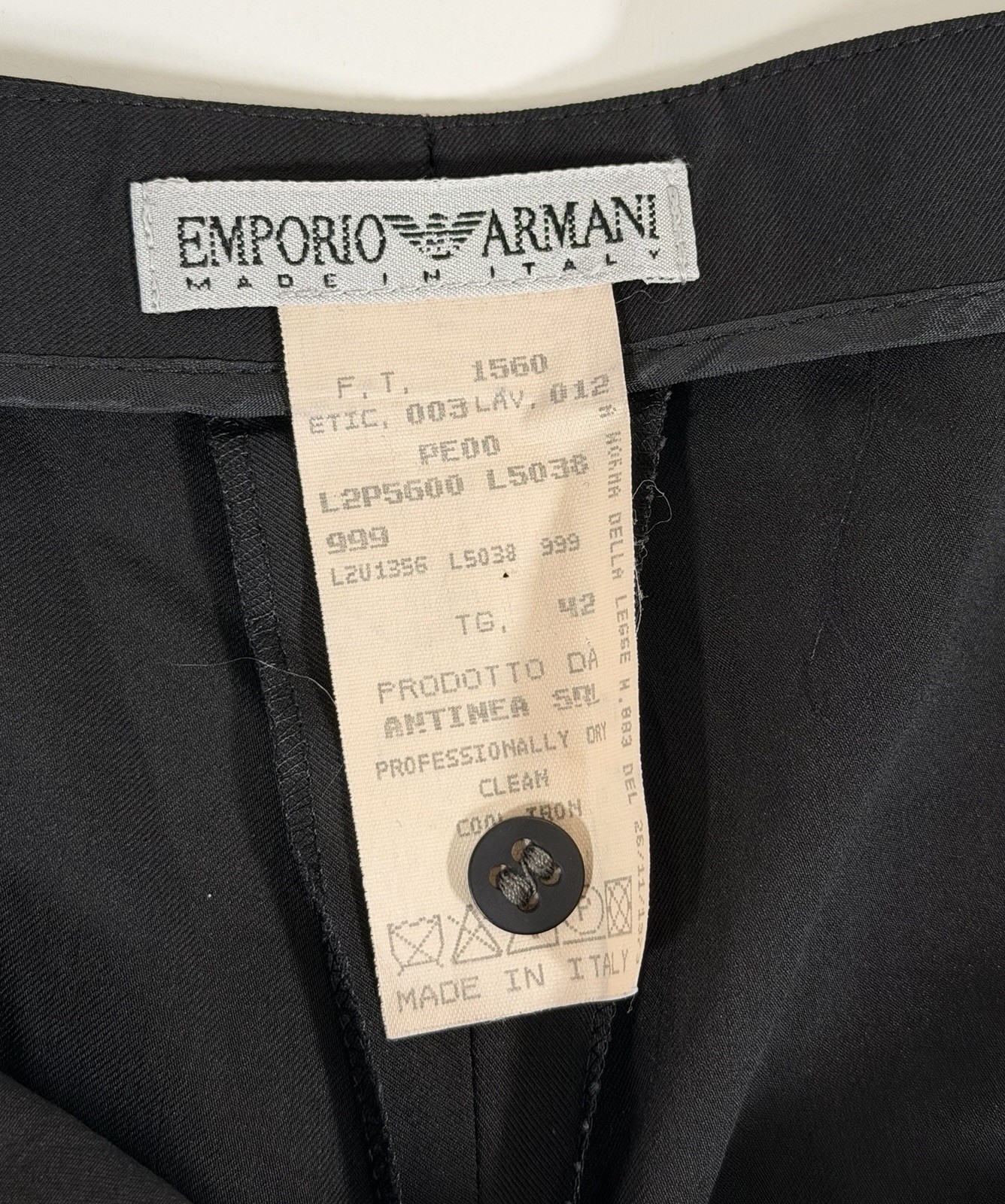 Emporio Armani Vintage 80s Black Trouser Pants Size IT 42 / US 6-8 Made In Italy