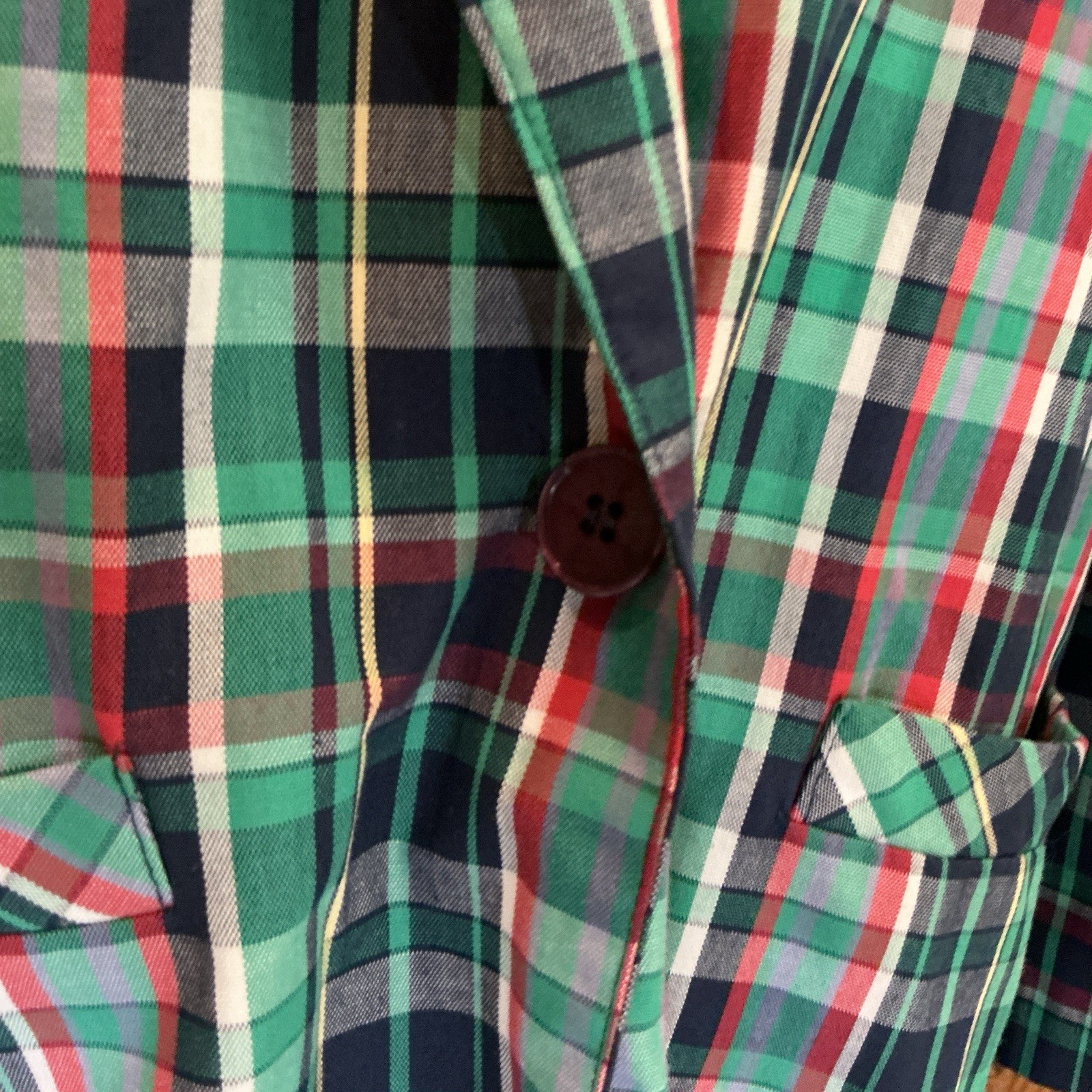 VTG Alfred Dunner Womens 10 Plaid Blazer USA Madras Green Blue Red Jacket #22E4