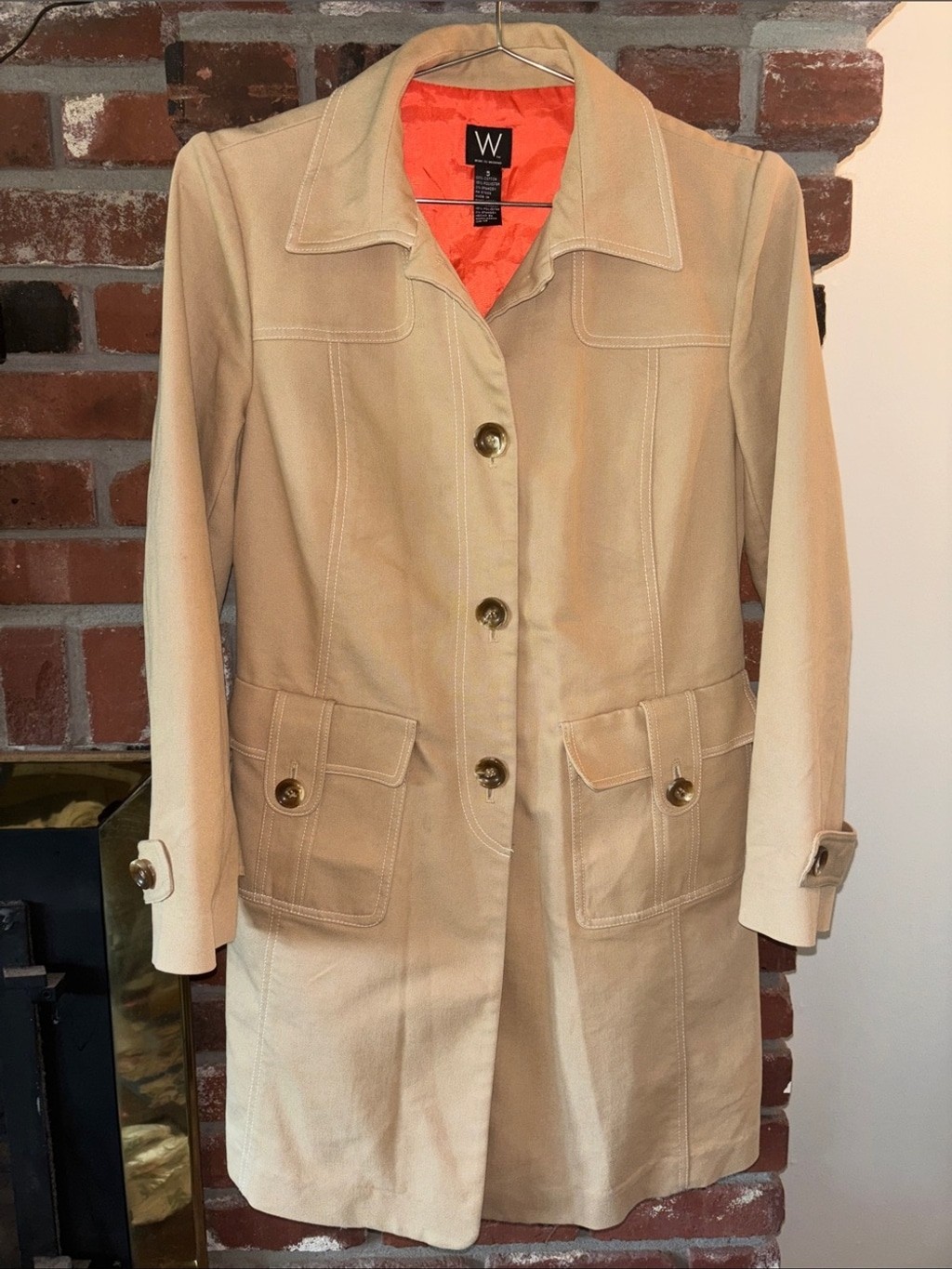 Work to Weekend Vintage Mod Trench Coat w/ Orange Lining Women’s Small