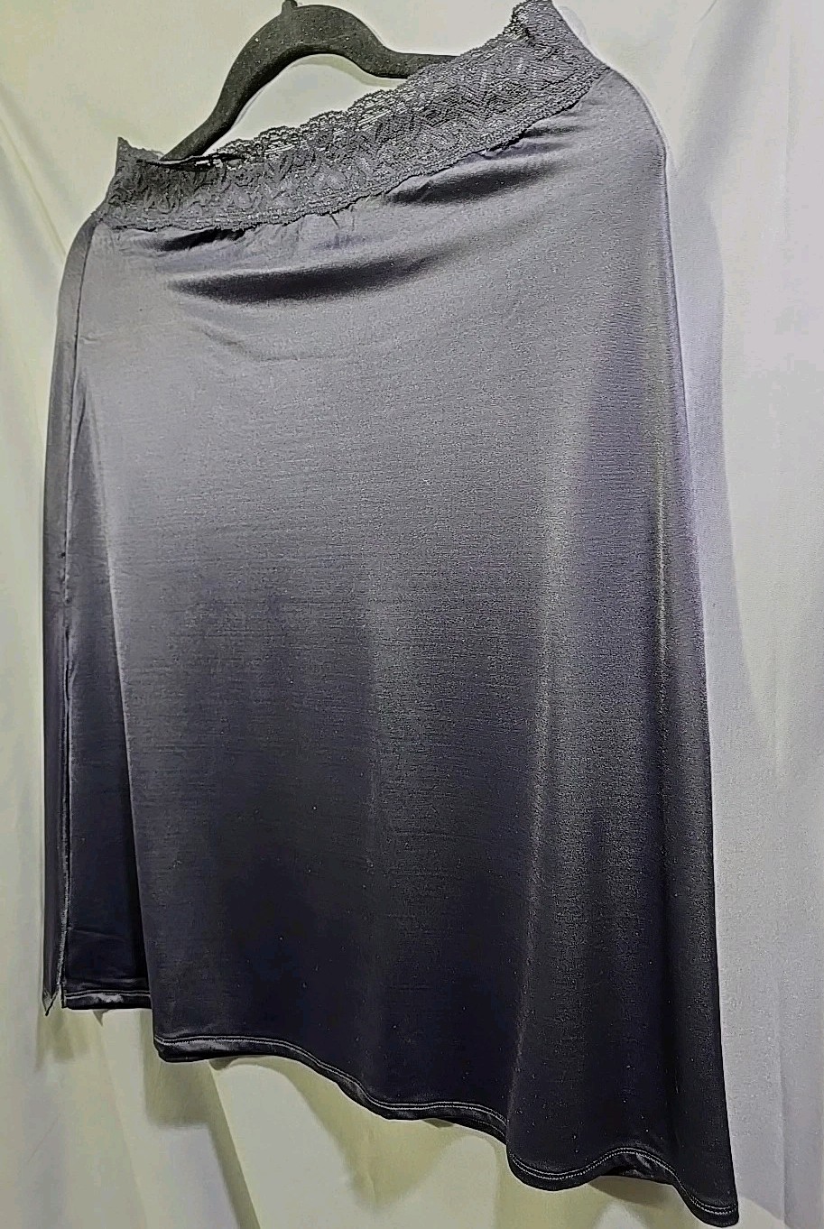Nylon Spandex Half Slip Vassarette Slinky Black Side Slit, Waist 30″-36″ L 25″