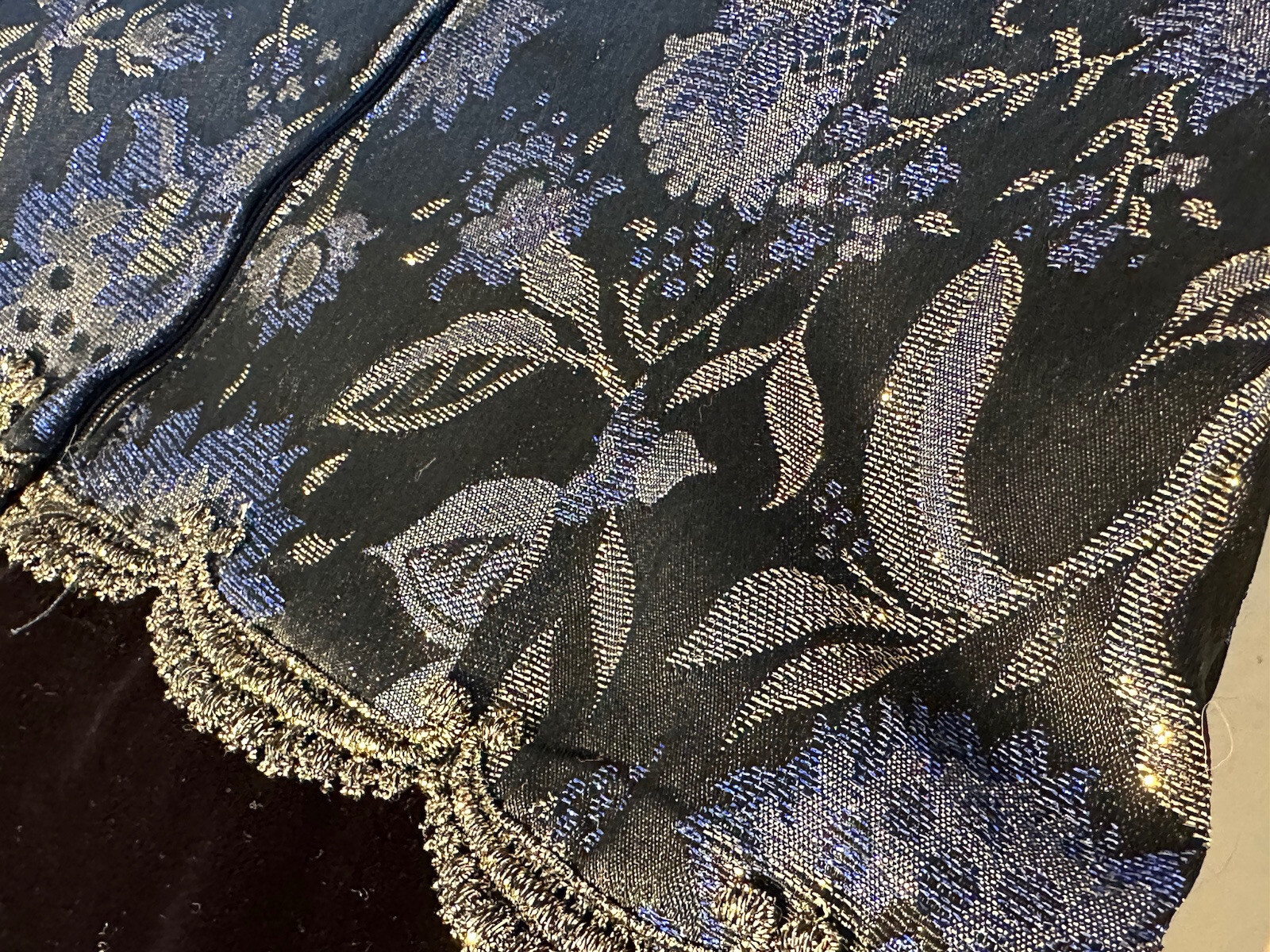 Vintage Scott McClintock Womens Blk velvet /Gold Brocade event Dress Sz S-M used