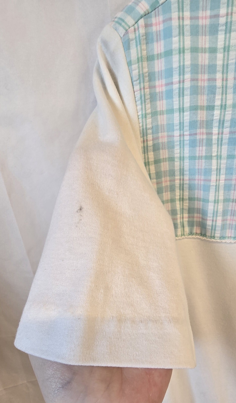 Vintage Graff Californiawear Shirt & Short Set, Size L/12, Blue Plaid & White