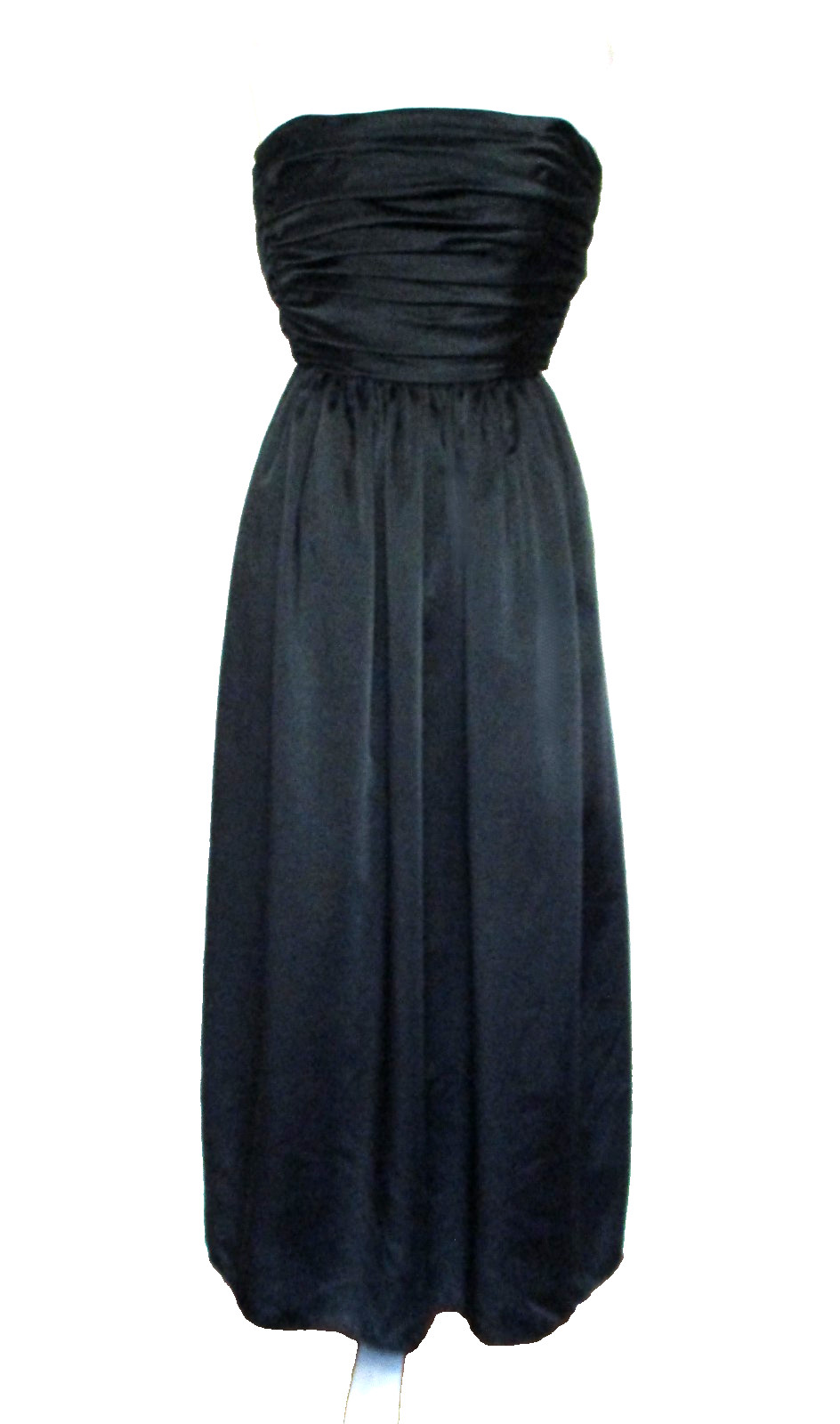 Vintage Anthony Muto Evening Gown Dress XS Women Black Satin Strapless