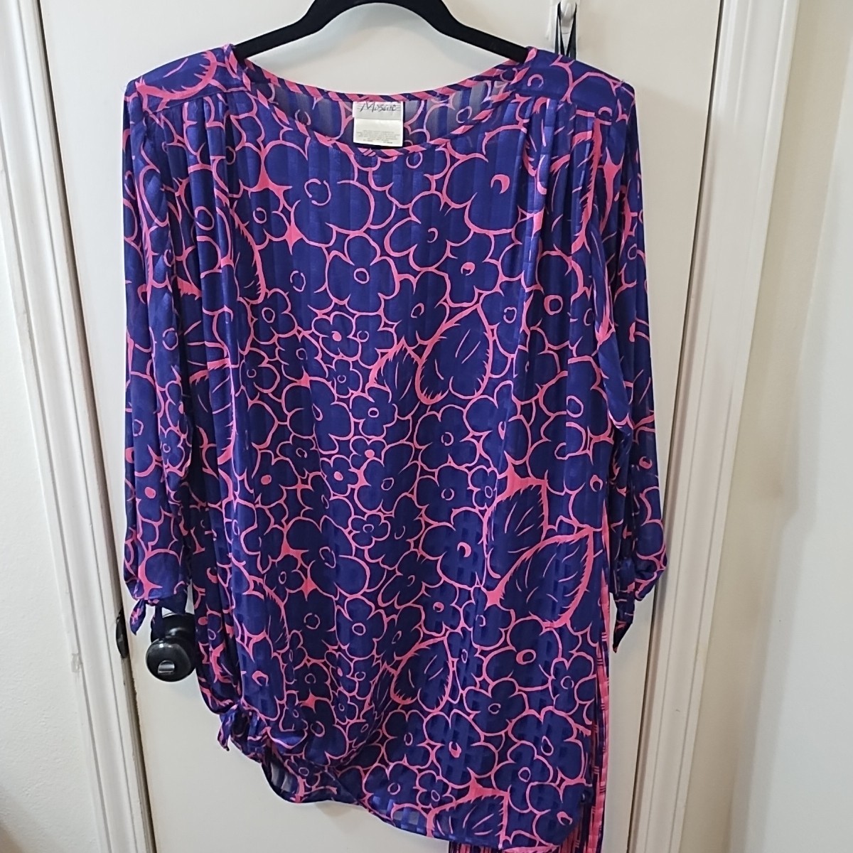 Vintage 80’s Mosaic 2 Piece Pleated Women’s Floral Dress Size XL/1XL