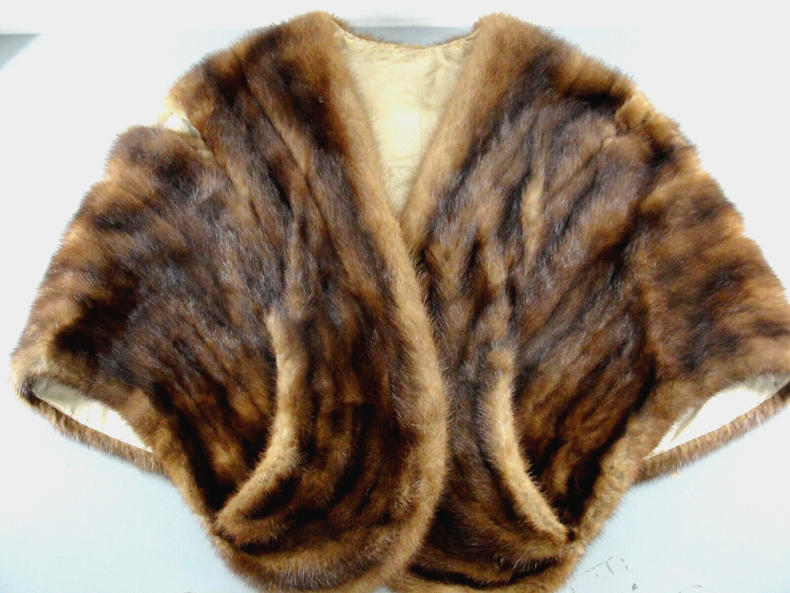 GENUINE REAL MINK STOLE WINTER WRAP SHAWL w/POCKETS LINED WOMAN’S 5’s VINTAGE