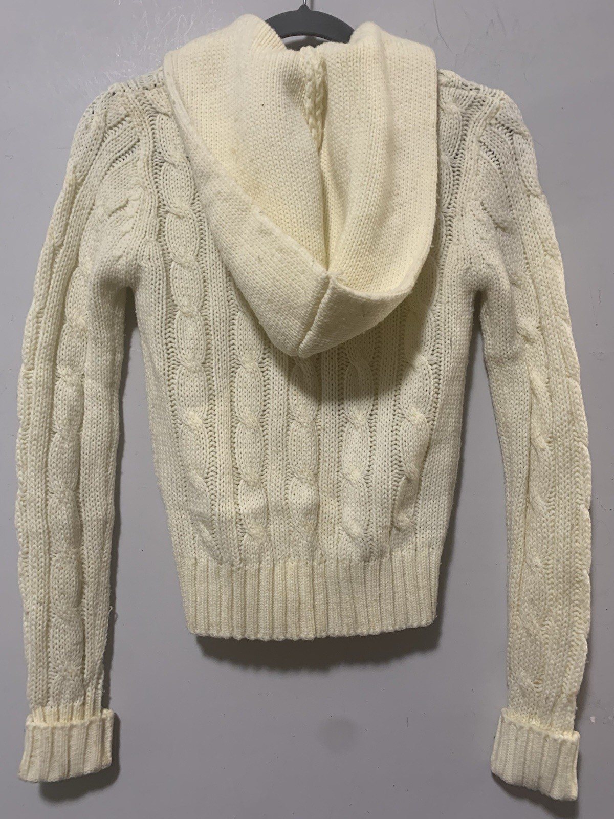 Vintage 70s Fine Quality Sweaters Cardigan Sweater Medium Women Cream Cable Knit