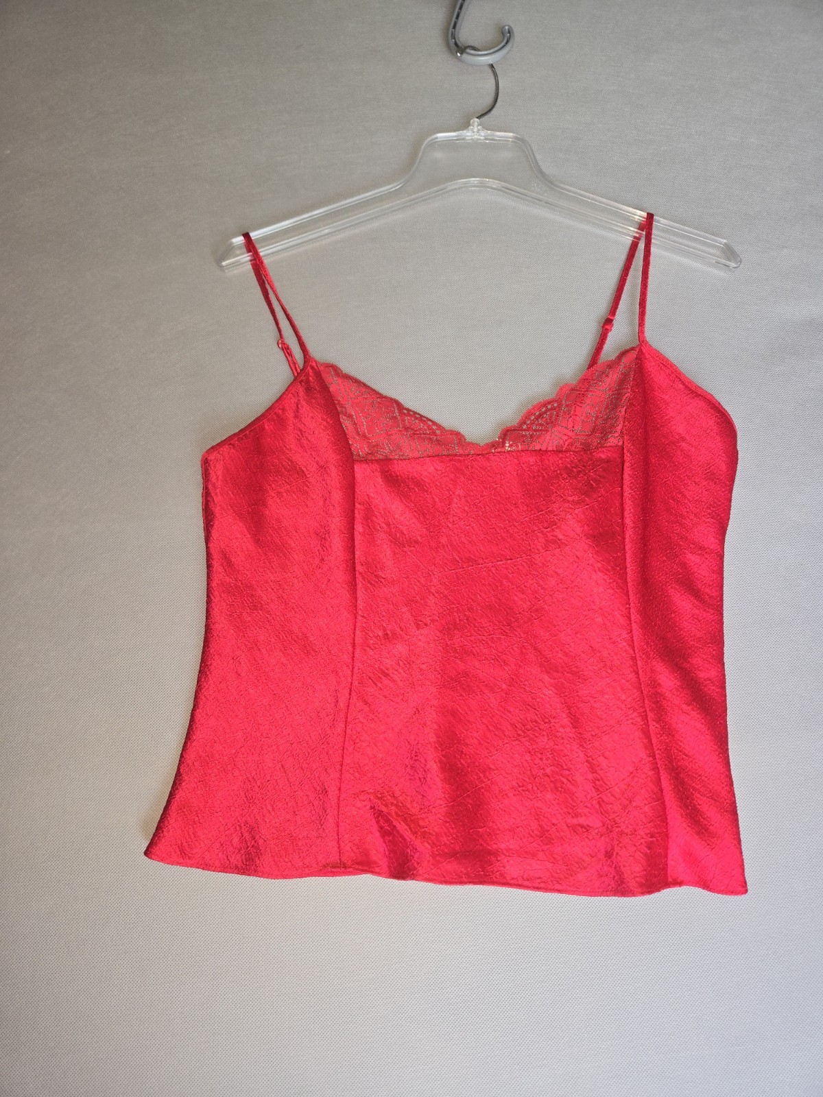 Victoria’s Secret Vintage Red Camisole Tank Top Lace Trim Size M Satin Cami