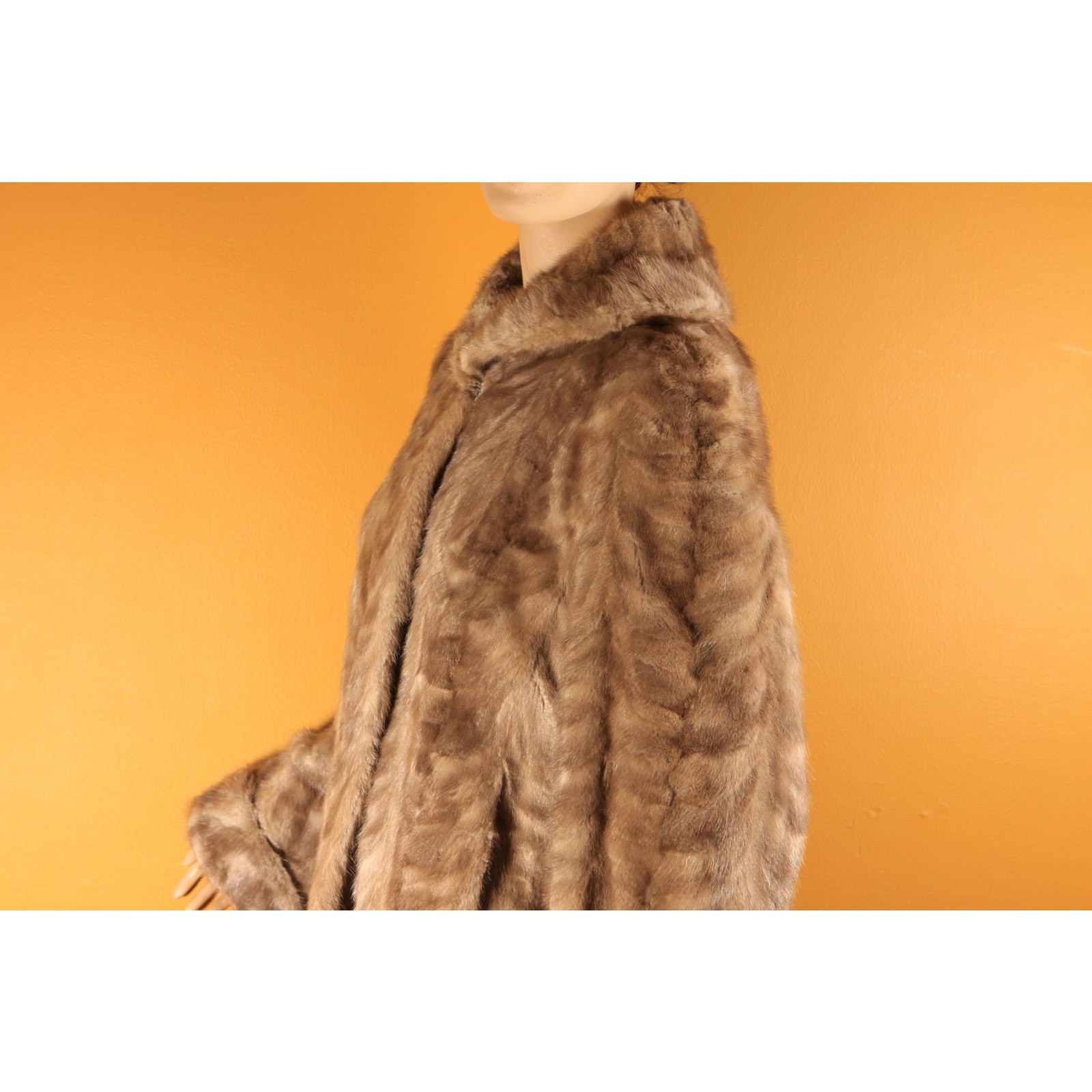 1950s Gray Brown Long Sleeve Rolled Cuff Mink Fur Coat by Gartenhaus -XL