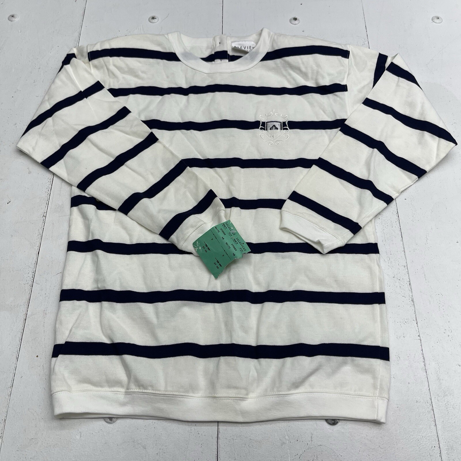 Vintage Preview International White Stripe Long Sleeve T Shirt Womens Size Small