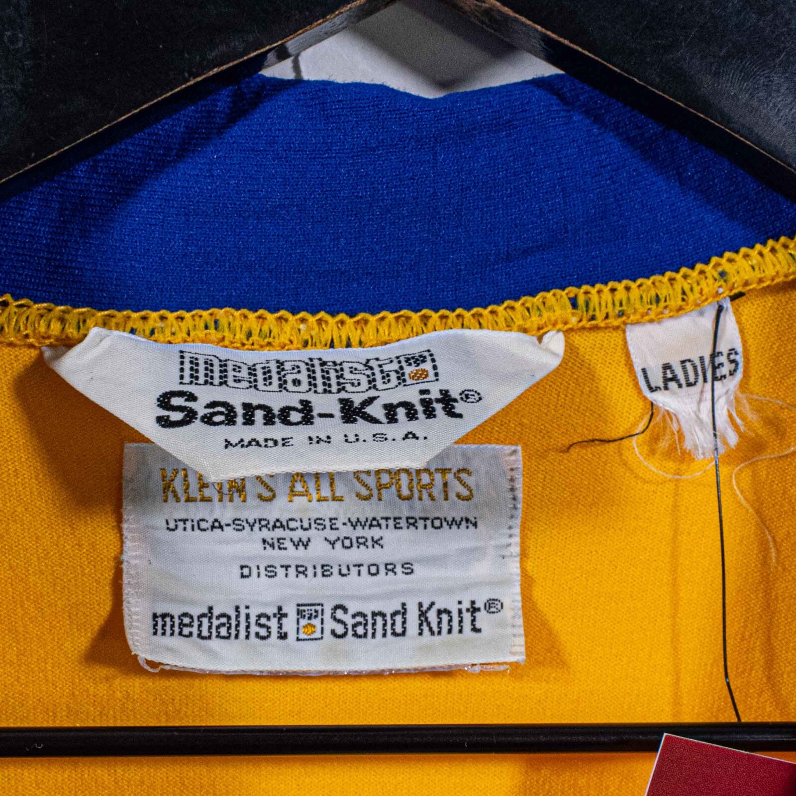 VTG 70s Medalist Sand Knit Jersey Medium M Deputy Sheriff Yellow Blue Americana