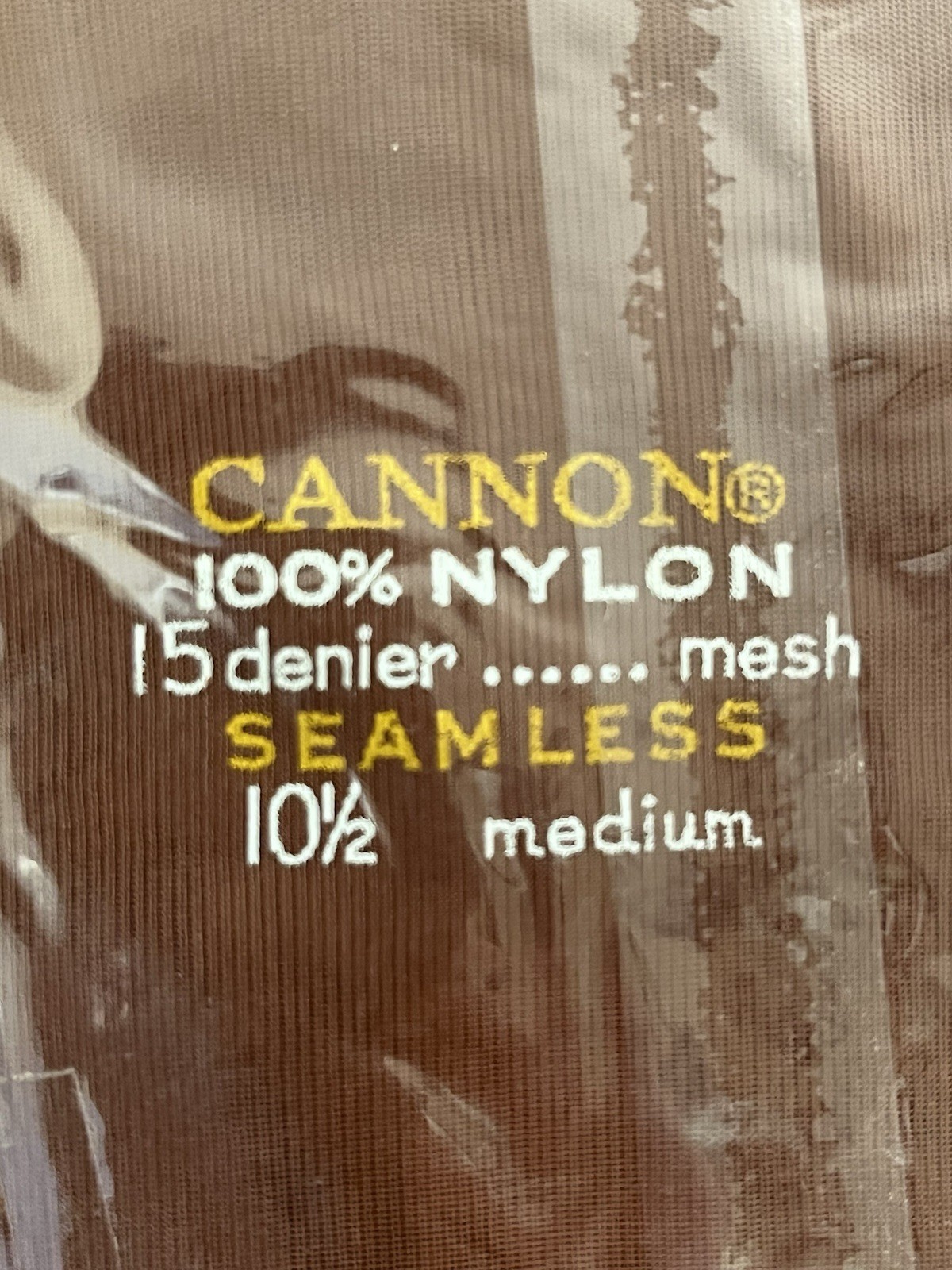 Vintage Cannon Nylon Mesh Stockings CINNAMON Size 10 1/2 Medium