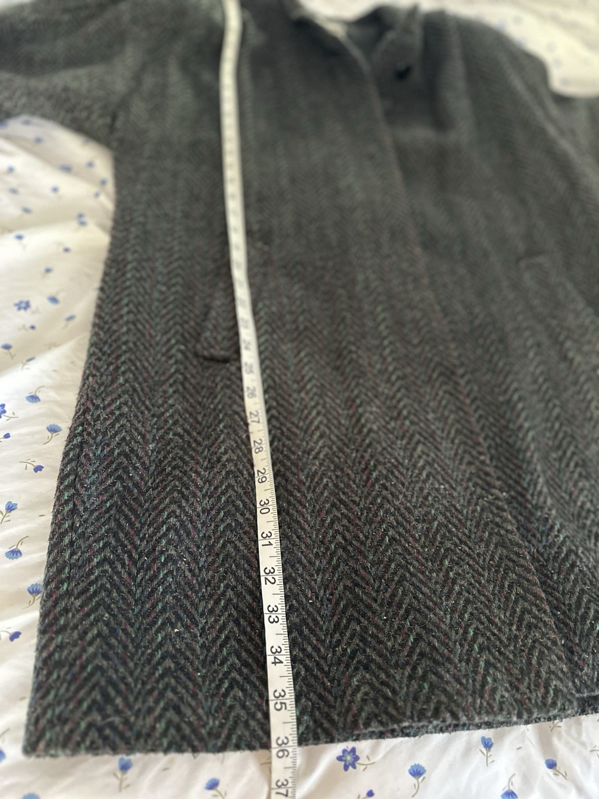 VTG 80s Donnybrook Sz10 ILGWU Gray Speckled oversized herringbone Long wool coat