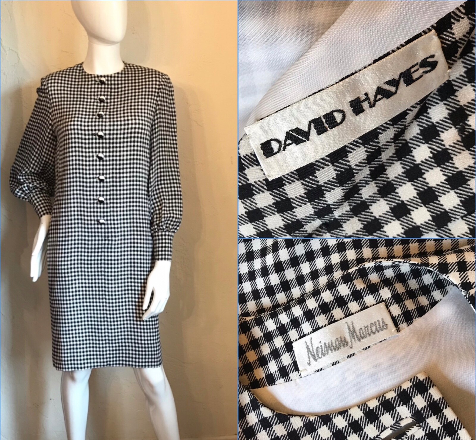 VINTAGE David Hayes Neiman Marcus Houndstooth dress 4