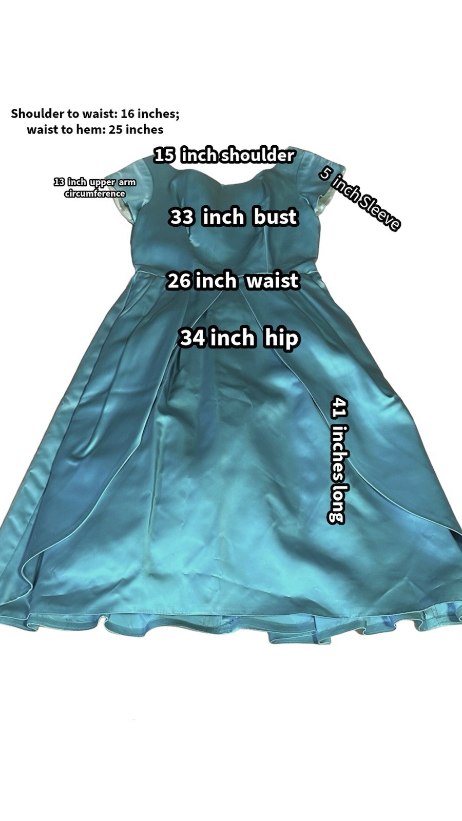 VINTAGE CIRCA 1950’S AQUA BLUE SATIN BUBBLE HEM PARTY DRESS SZ APPX SMALL