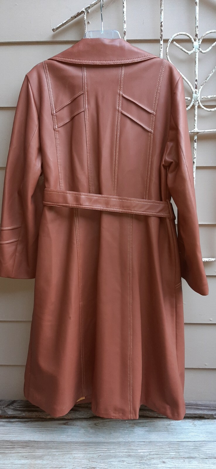 Vintage 60s Womens Grunge Faux Leather Coat By Bottom Line 18 1/2 Made Korea