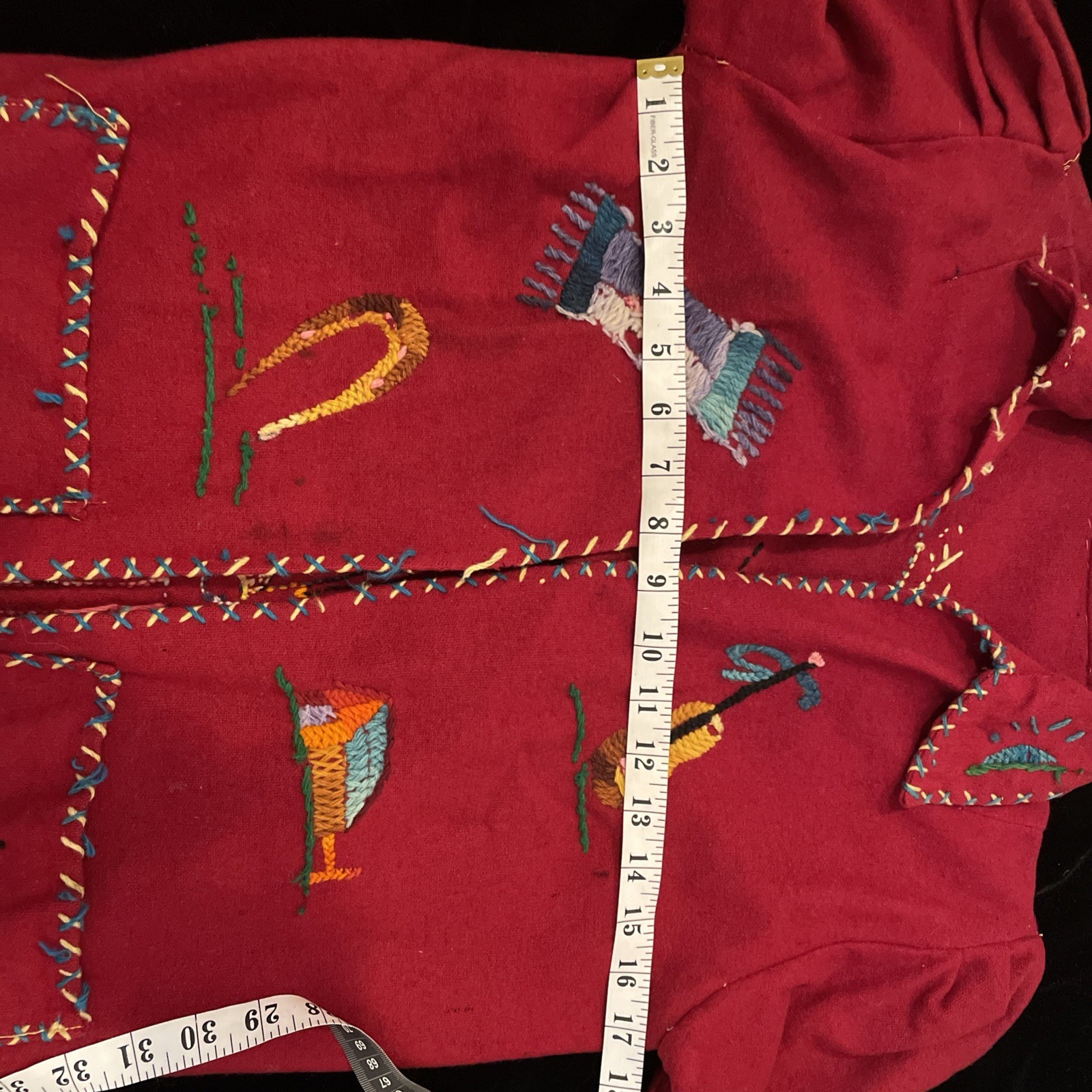Vtg 1950s Mexico Souvenir Wool Embroidered Jacket S