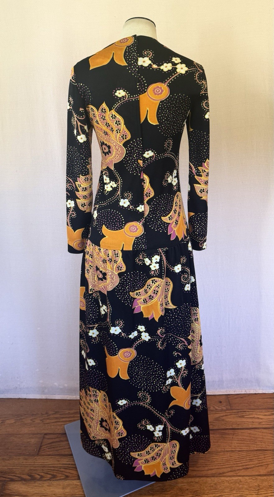 Vintage Don Luis De Espana Maxi Dress Hippie Mod Size 34 Bust M Sexy Side Slit
