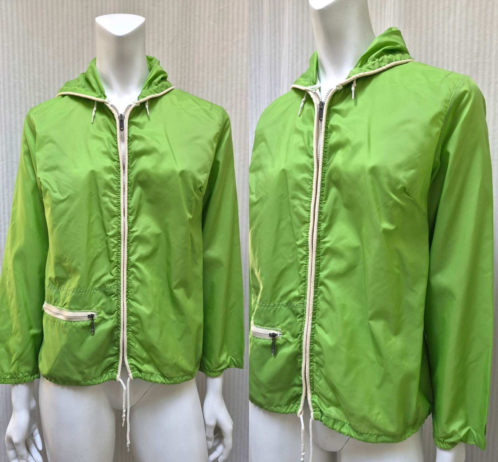 Vintage 1960-70’s Sears Jr. Bazaar Green Windbreaker Jacket Hoodie – Size S
