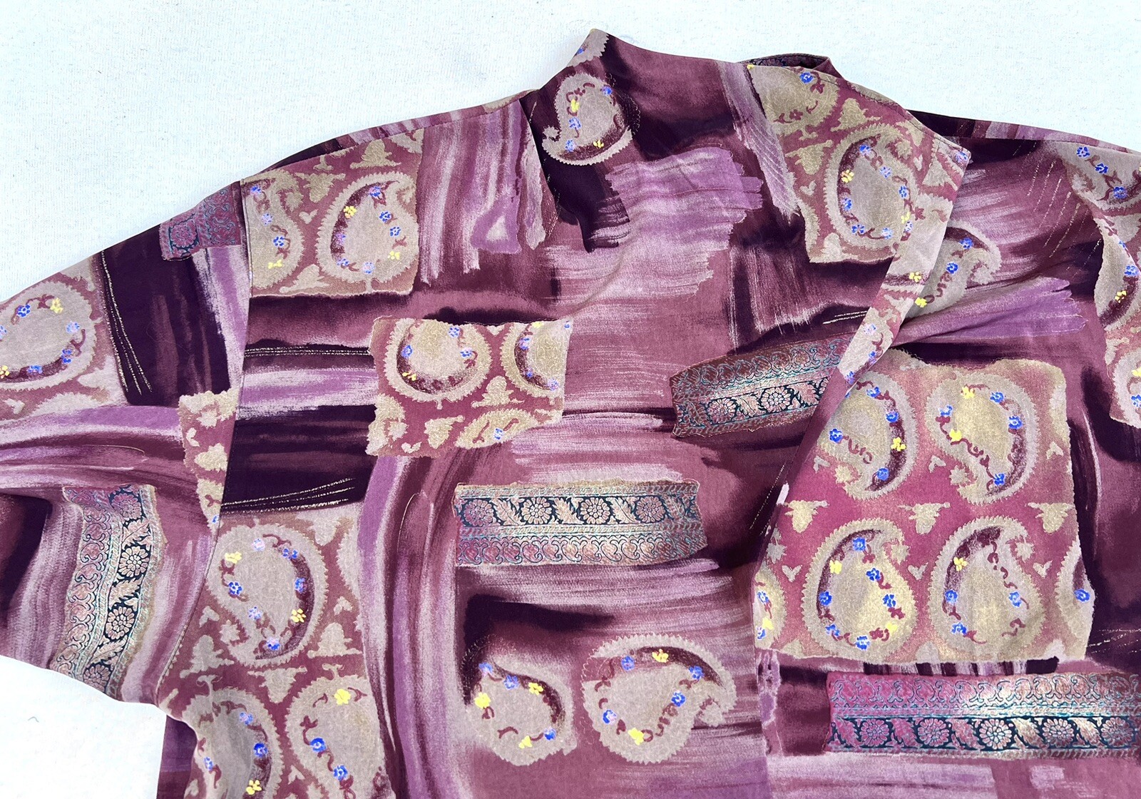 Christian Aujard 90s Vtg Paisley Cowl Blouse LS Pullover 86/90cm Japanese import