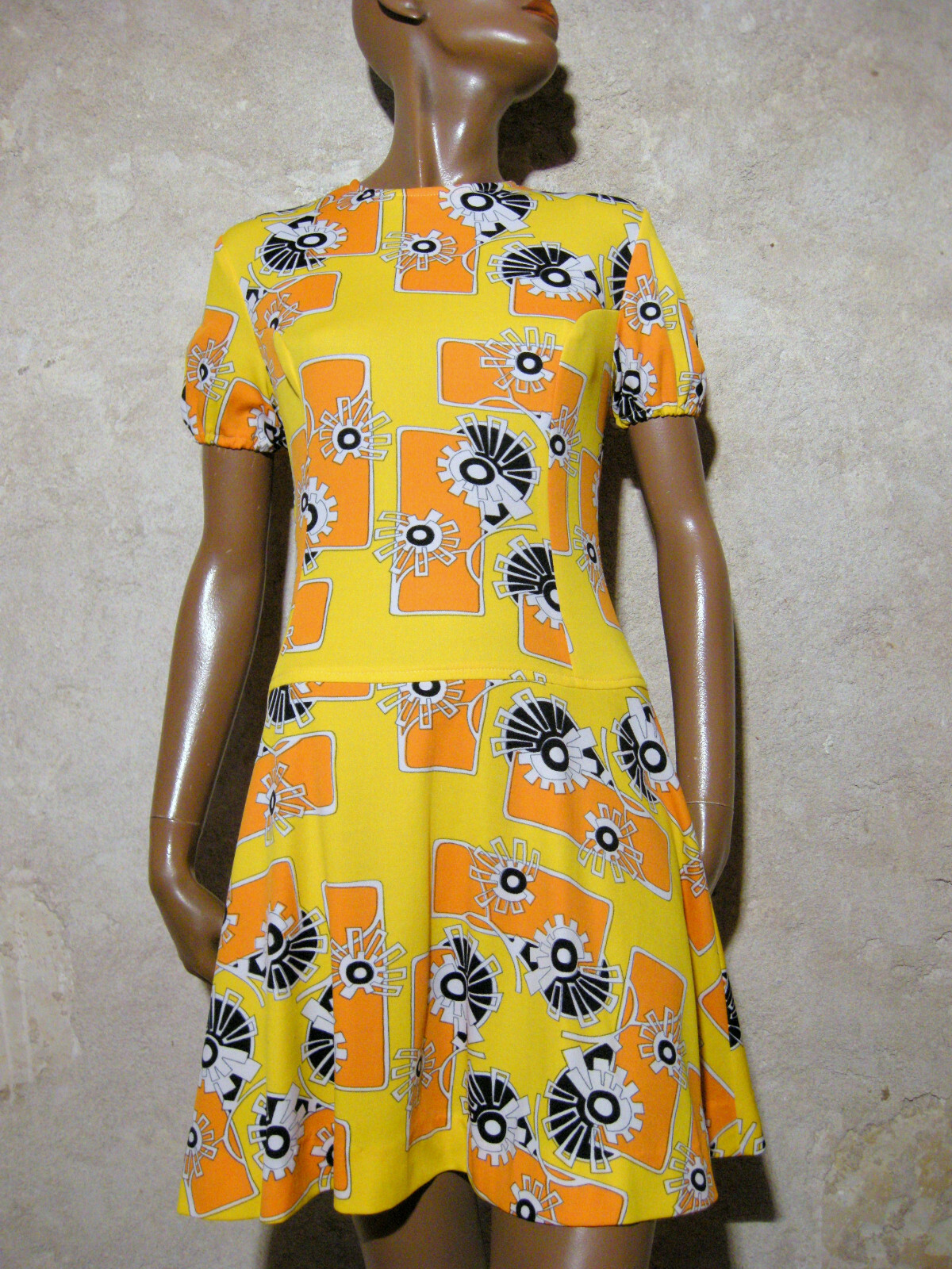 Chic Vintage Dress 1970 True Vtg Dress 70S Mod Graphic Kleid 70Er Vestido (38)