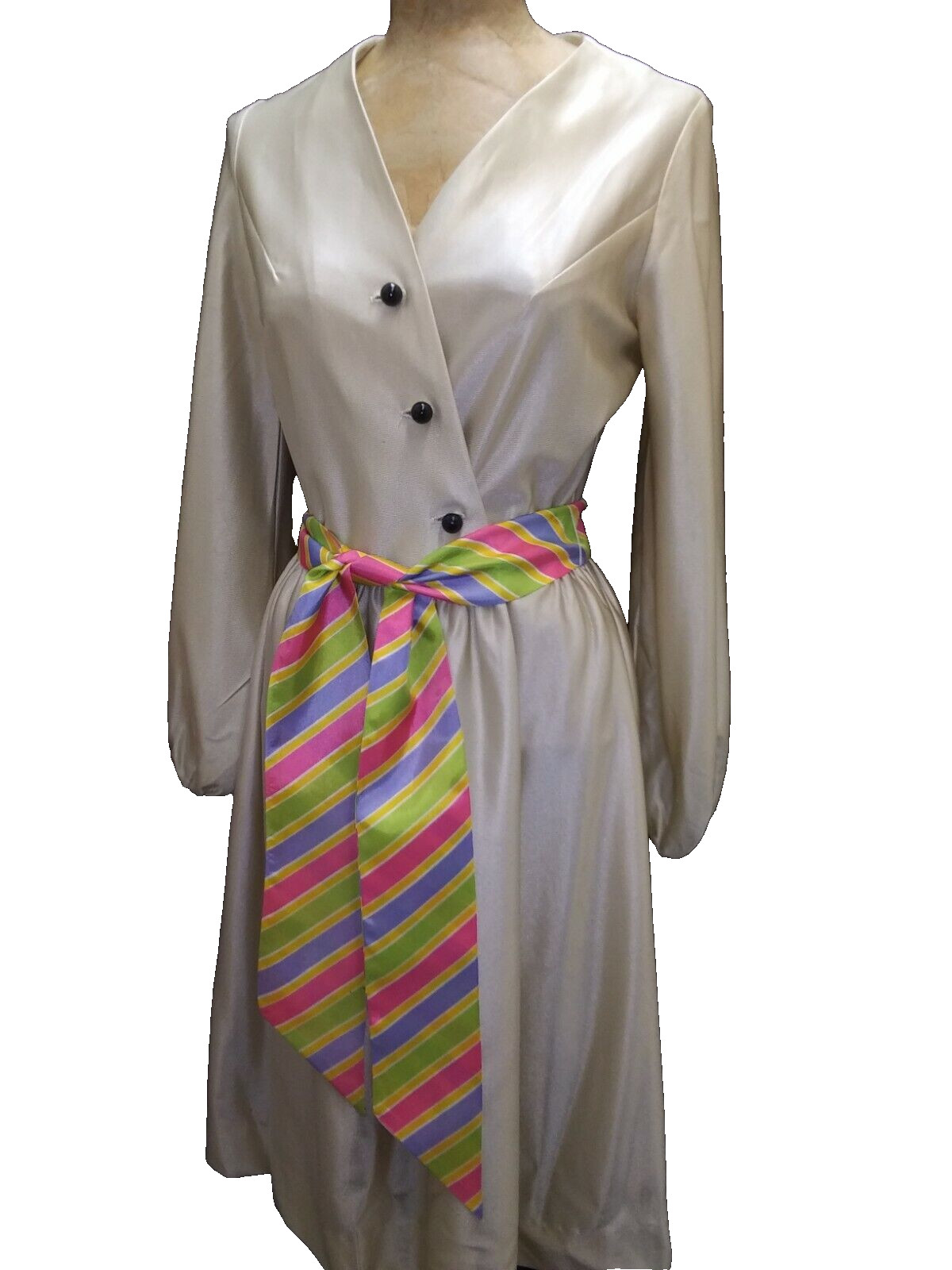 Vintage 1960’s Pale Gold Jersey Nylon Cocktail Dress by Lady McGuire Size S