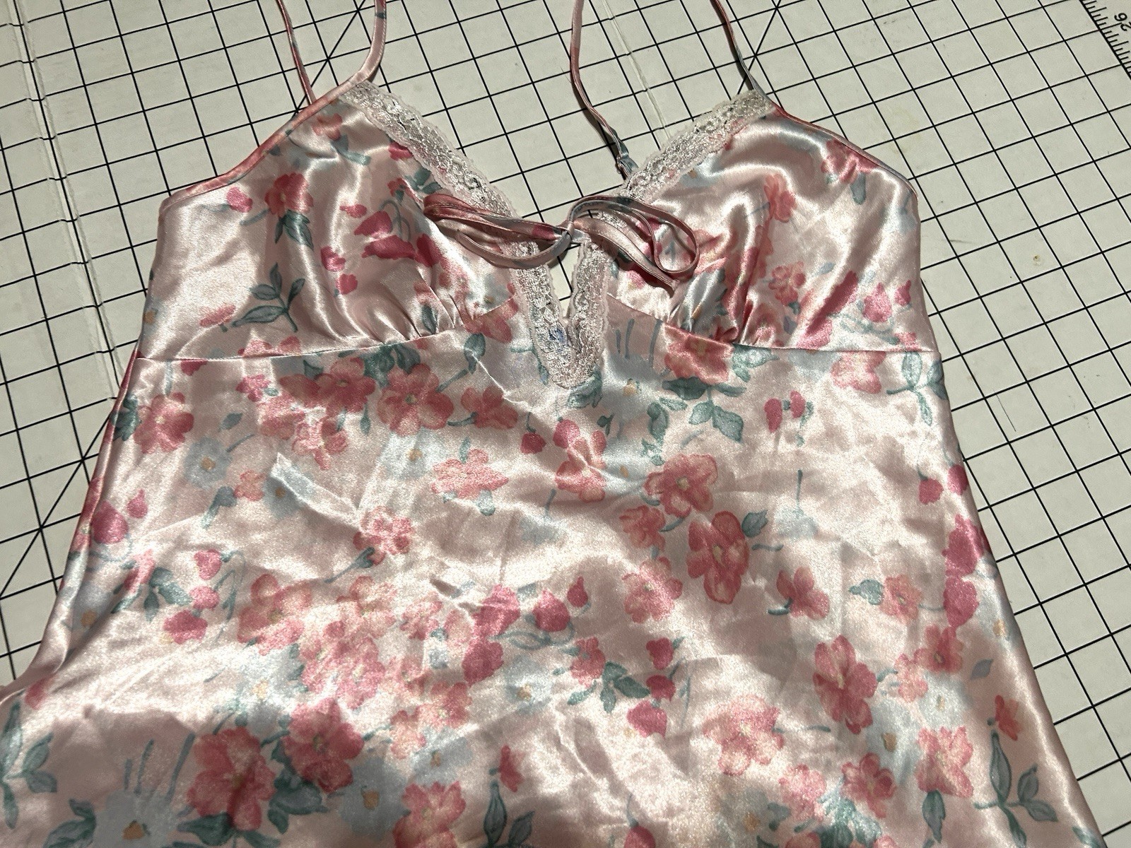 Vtg Silky LACE FLOWERS BY WARNER’S Pink Pajama Set Camisole Bottoms Nylon Sz M
